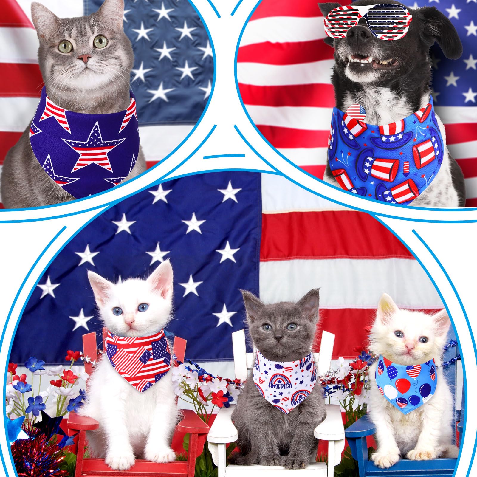 Abbylike 200 Pieces Patriotic Dog Bandanas Bulk 4 Of July Dog Bandanas For Dogs Independence Day Dog Kerchief Set Bibs Triangle