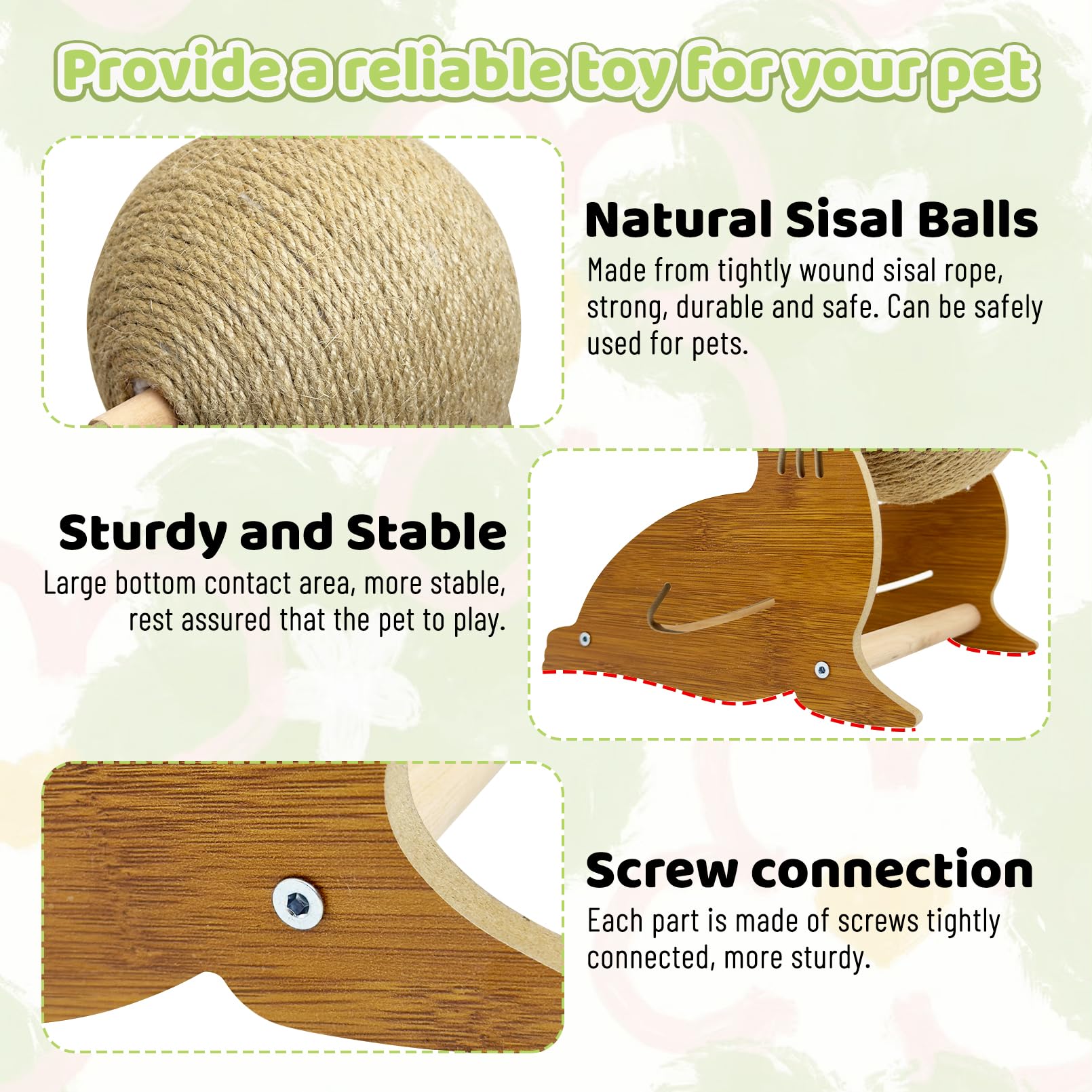 Fhiny Rabbit Scratch Toy, Natural Sisal Bunny Toy Rabbit Scratching Ball Cute Sisal Bunny Claw Scratcher Ball Rabbit Enrichment