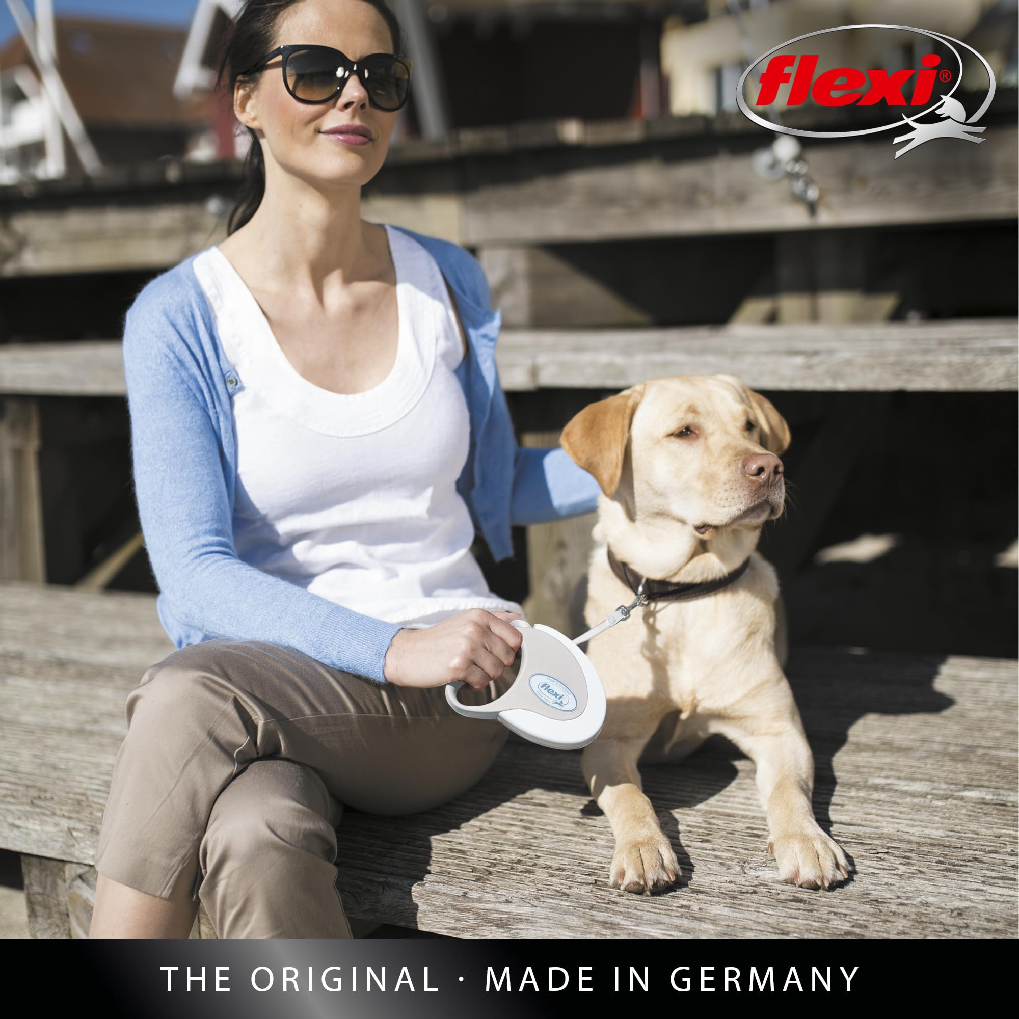 Flexi Style Retractable Dog Leash (Tape), Ergonomic, Durable And Tangle Free Pet Walking Leash For Dogs Up To 55 Lbs, 16 Ft, Med