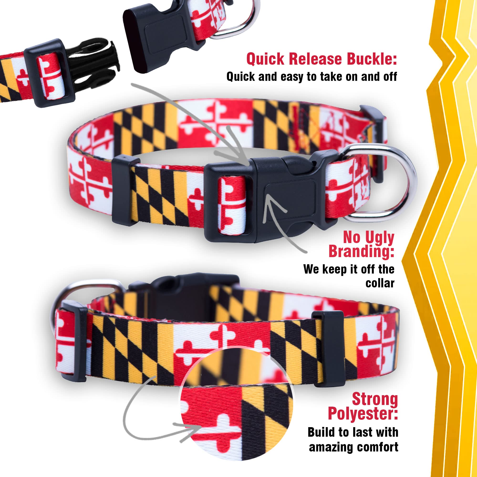 Native Pup Maryland Flag Dog Collar (Maryland, Medium)