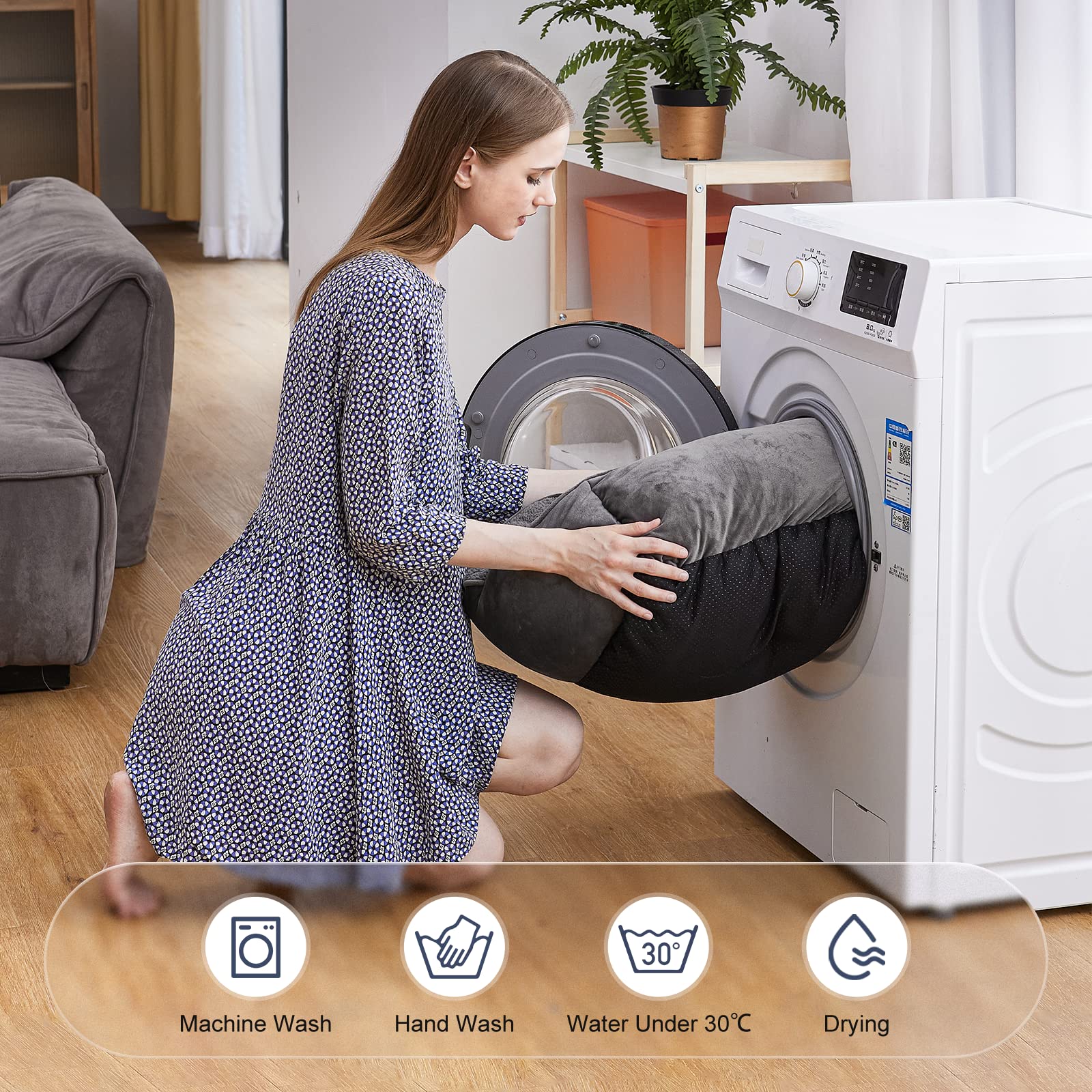 Joejoy Rectangle Dog Bed For Large Medium Small Dogs Machine Washable Sleeping Dog Sofa Bed Non-Slip Bottom Breathable Soft Puppy Bed Durable Orthopedic Calming Pet Cuddler, Multiple Size, Grey