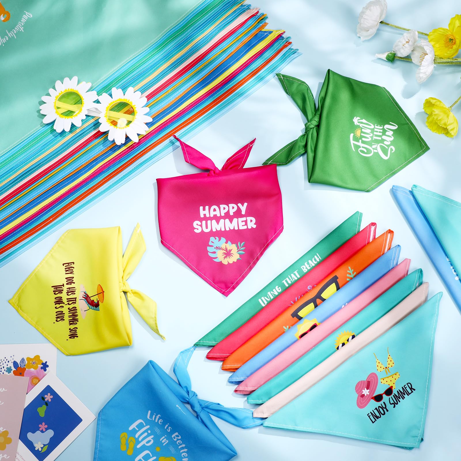Clysee 100 Pcs Dog Bandana Bulk With Sayings Summer Pet Triangle Scarf Bibs Washable Puppy Kerchief Adjustable Grooming Supplies