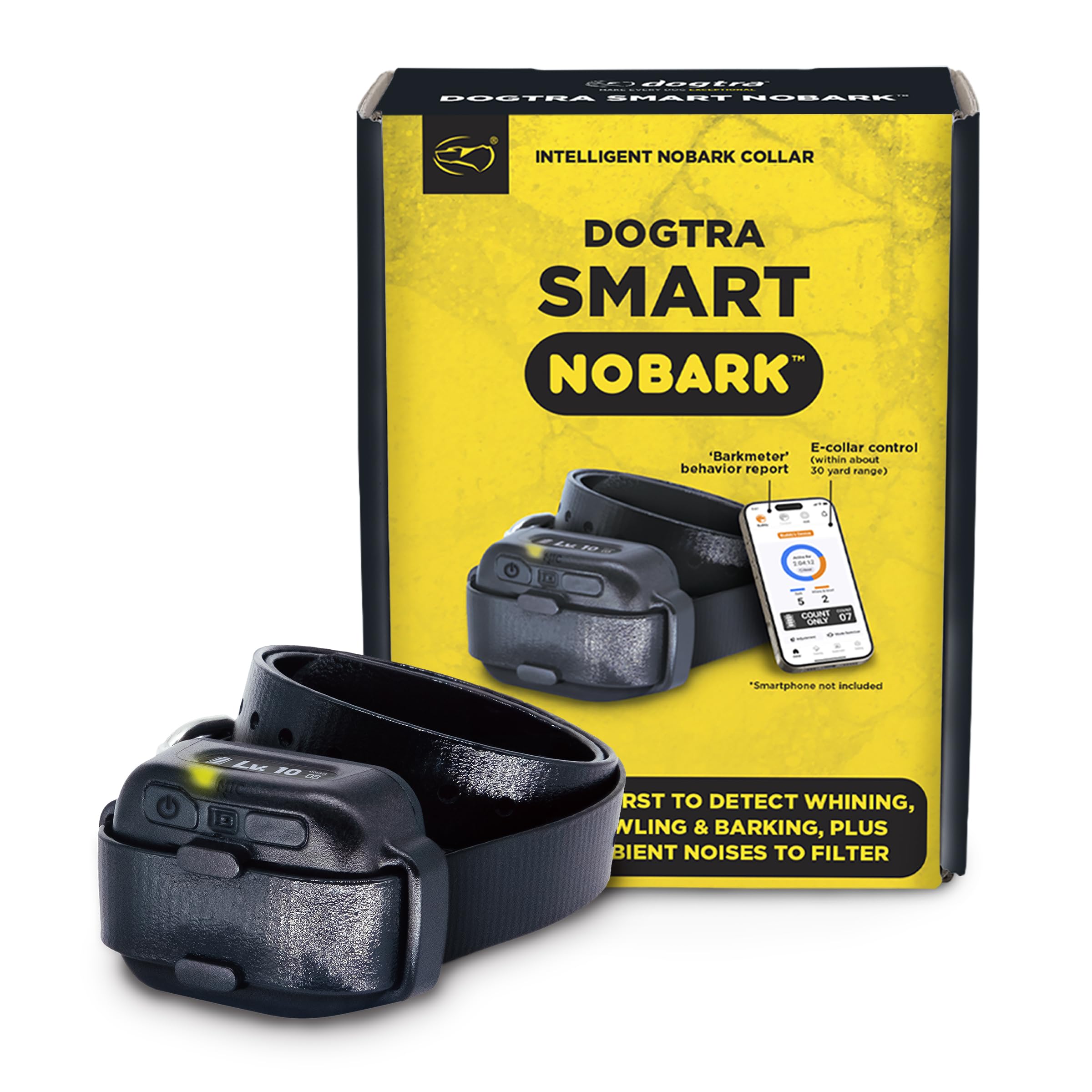 Dogtra Smart Nobark - Detects Whining And Barking - App Control E-Collar, Usage Notification, Behavior Report, Waterproof Ipx9K,