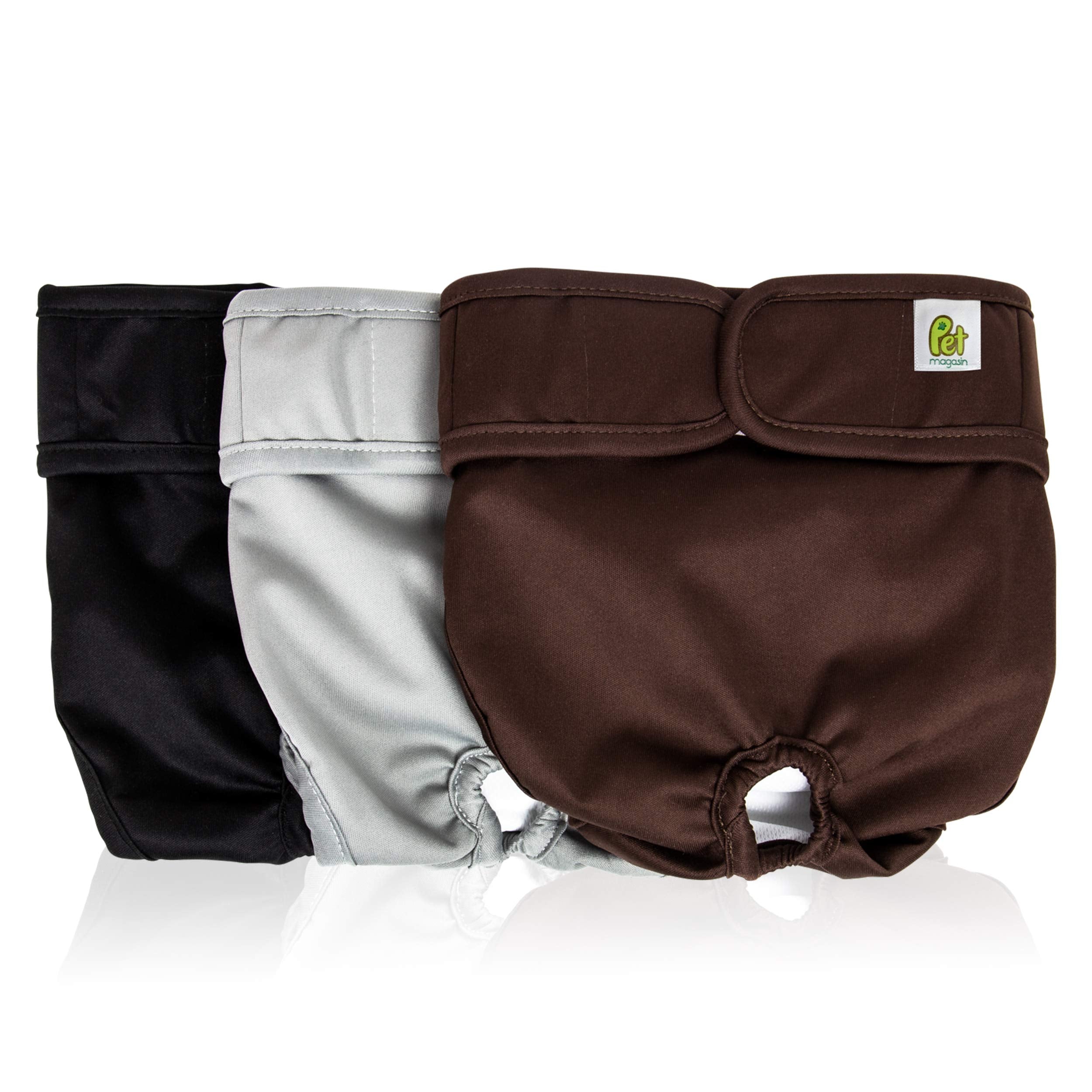 Pet Magasin Reusable Washable Dog Diapers (Pack Of 3), Highly Absorbent With Strong & Flexible Hook & Loop (Original, M (14   -1