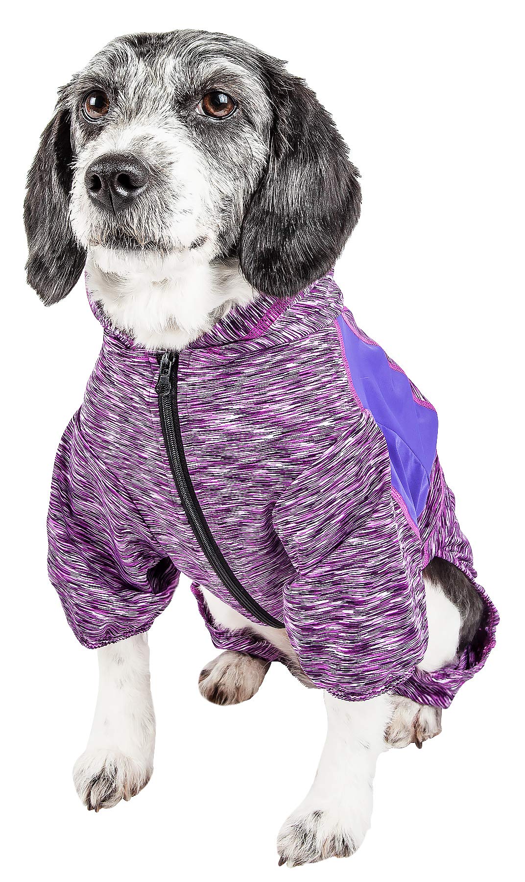 Pet Life ® Active Downward Dog Hoodie and Flexible Full Body Dog T-Shirt - Lightweight Dog Fitness Tracksuit and Yoga Dog Clothes Featuring 4-Way Stretch, Reflective and Quick-Dry Technology