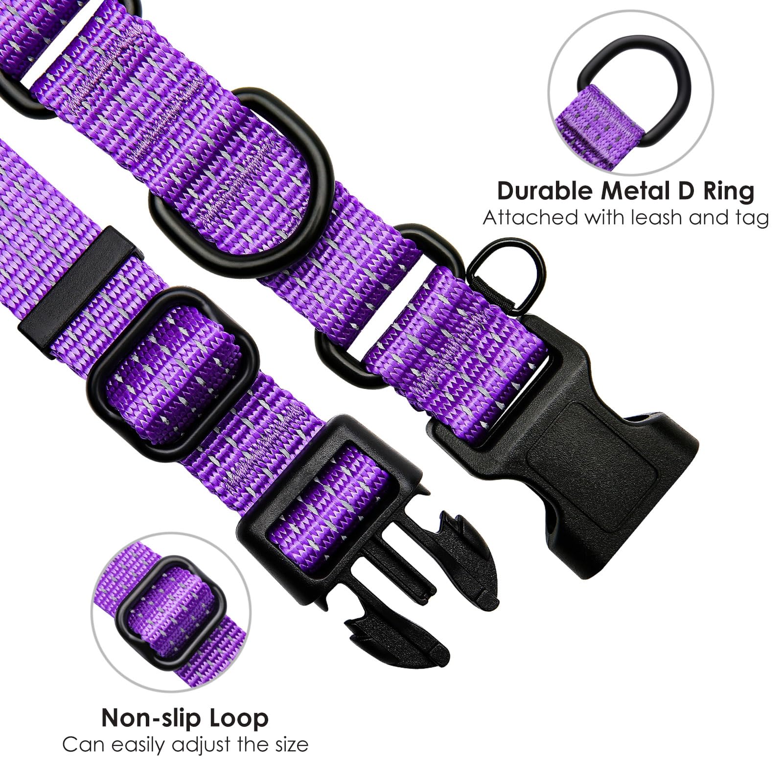 LUCKYDC Martingale Collar for Training Dogs. Adjustable Reflective Dog Collars with Buckle- Prevents Slipping Out, for Medium La