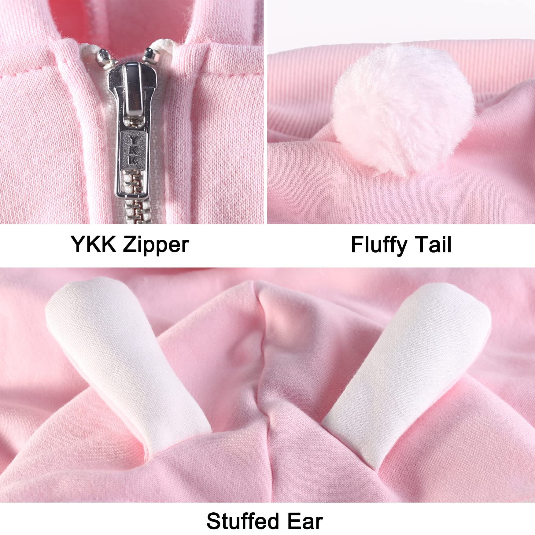 Arunners Extra Large Dog Bunny Costumes Rabbit Hoodies Clothes For Easter Day Halloween Labrador Rottweiler Great Dane, Pink, 7X