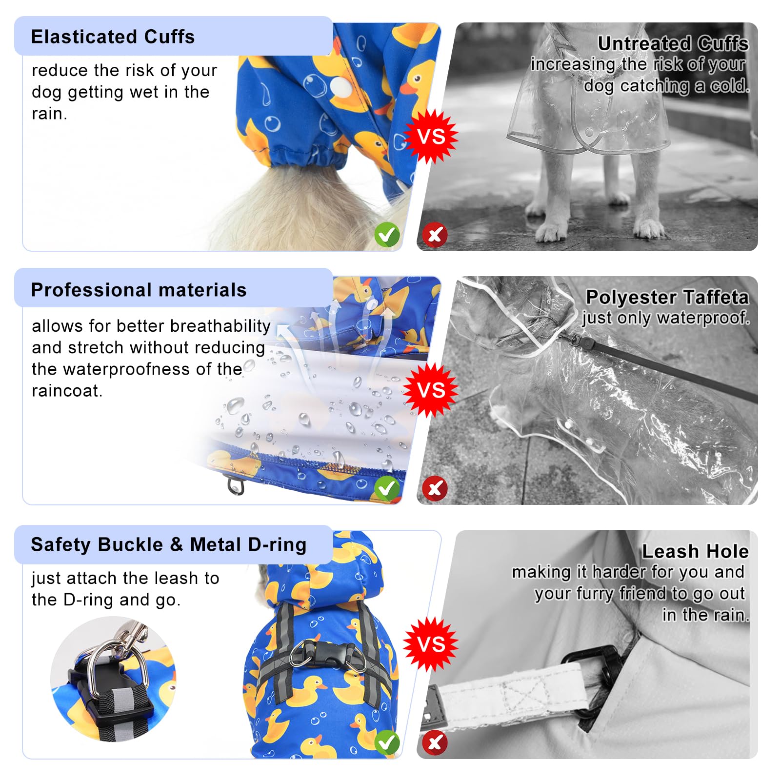 Beautyzoo Dog Raincoat Hooded With Harness Built-In, Slicker Poncho, Waterproof Dog Rain Coat For Winter Rainy Snowy Days, Yello