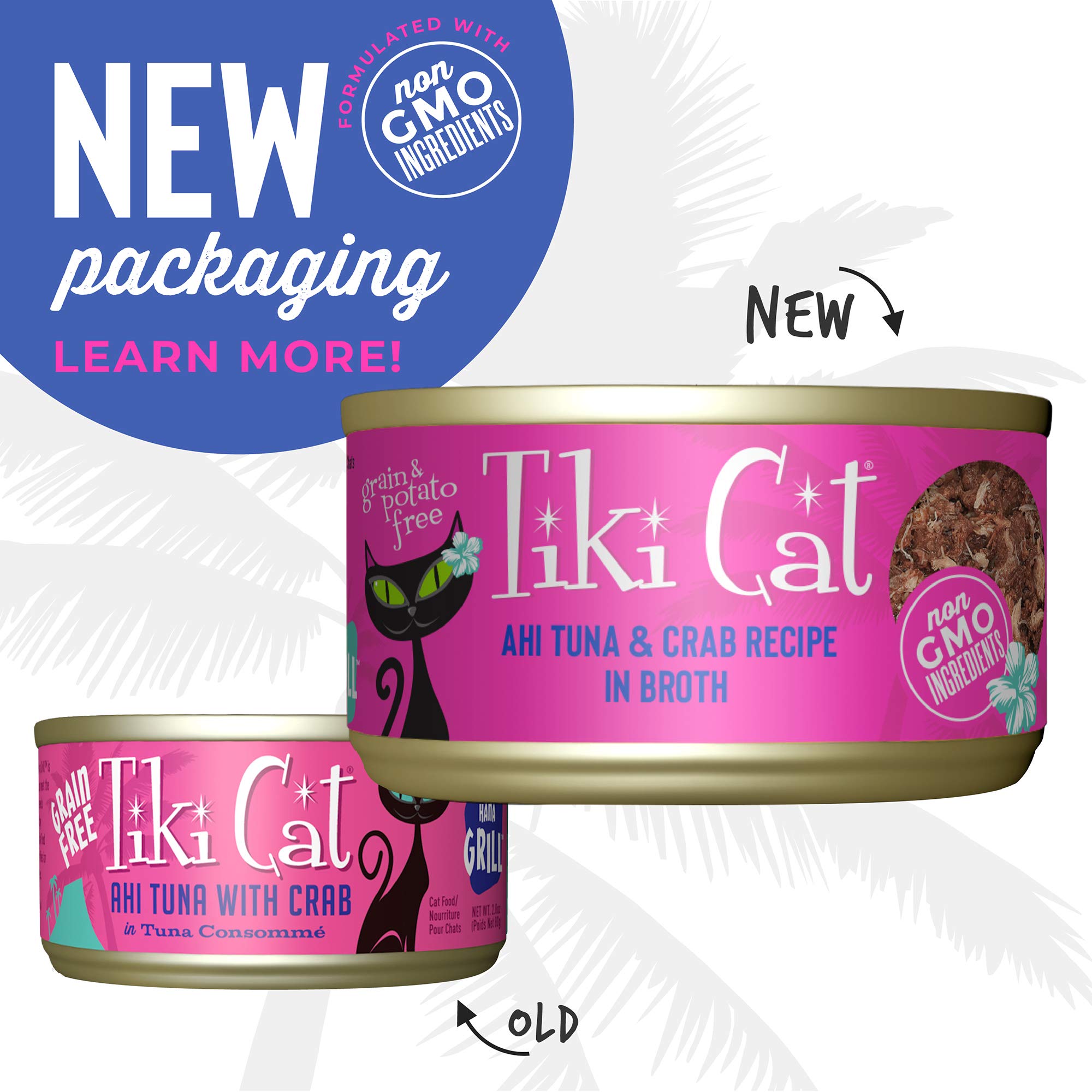 Tiki Cat Grill, Ahi Tuna & Crab, High-Protein and 100% Non-GMO Ingredients, Wet Whole Foods Cat Food for All Life Stages, 2.8 oz