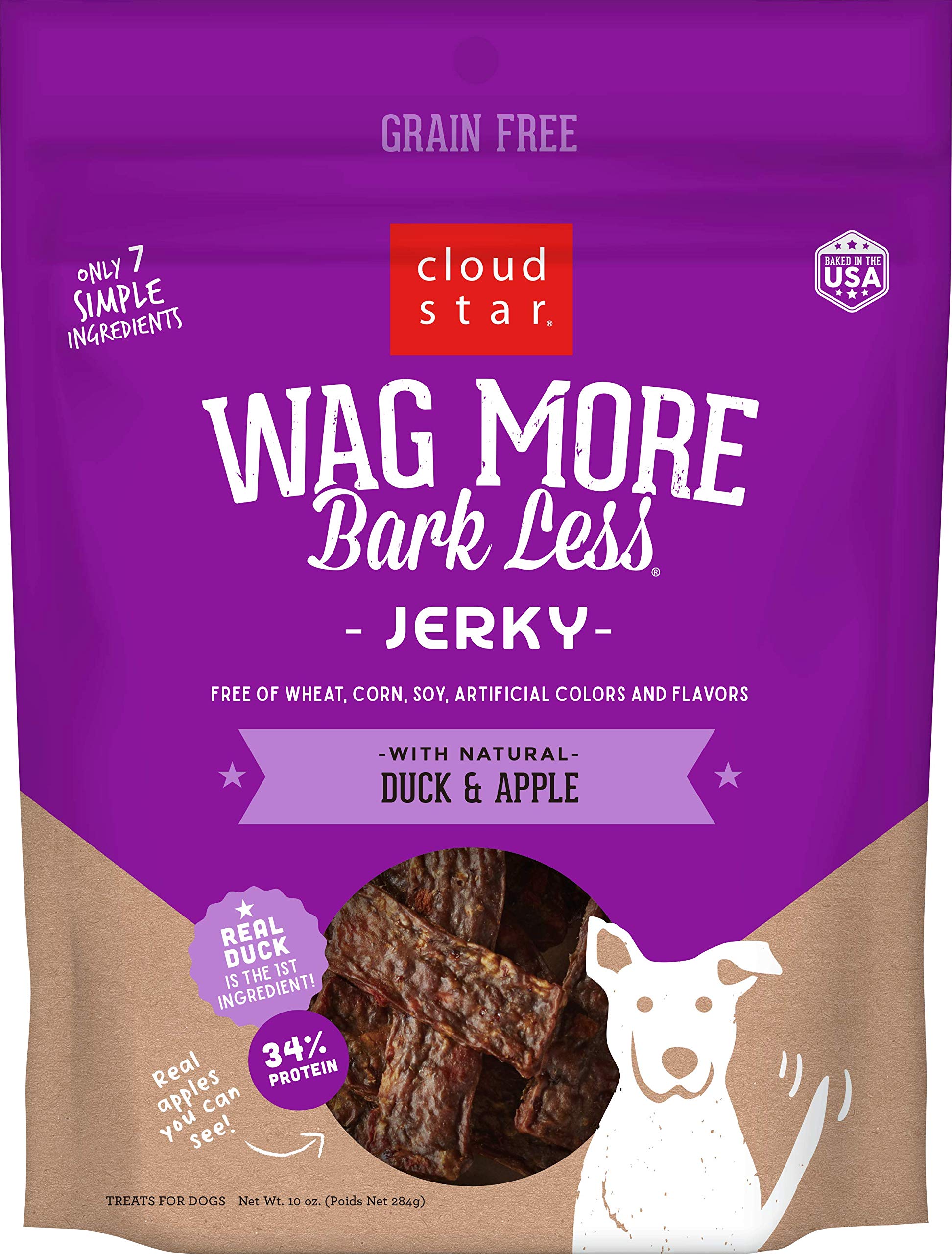 Cloudstar DOG JERKY GRAIN FREE DUCK APPLE 10OZ