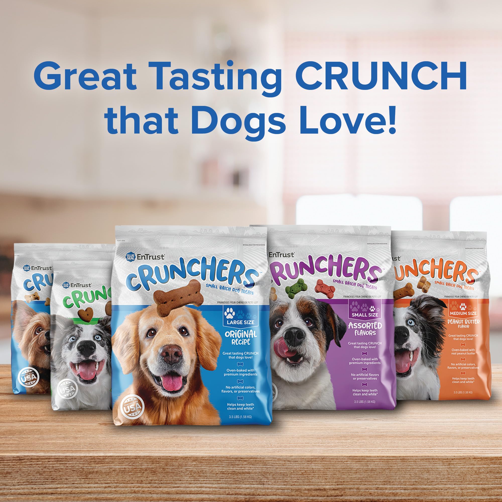 Blue Seal Kent Entrust Crunchers - Large Dog Treats, Original Recipe - Crunchy Oven Baked Biscuits with Premium Ingredients, Hea