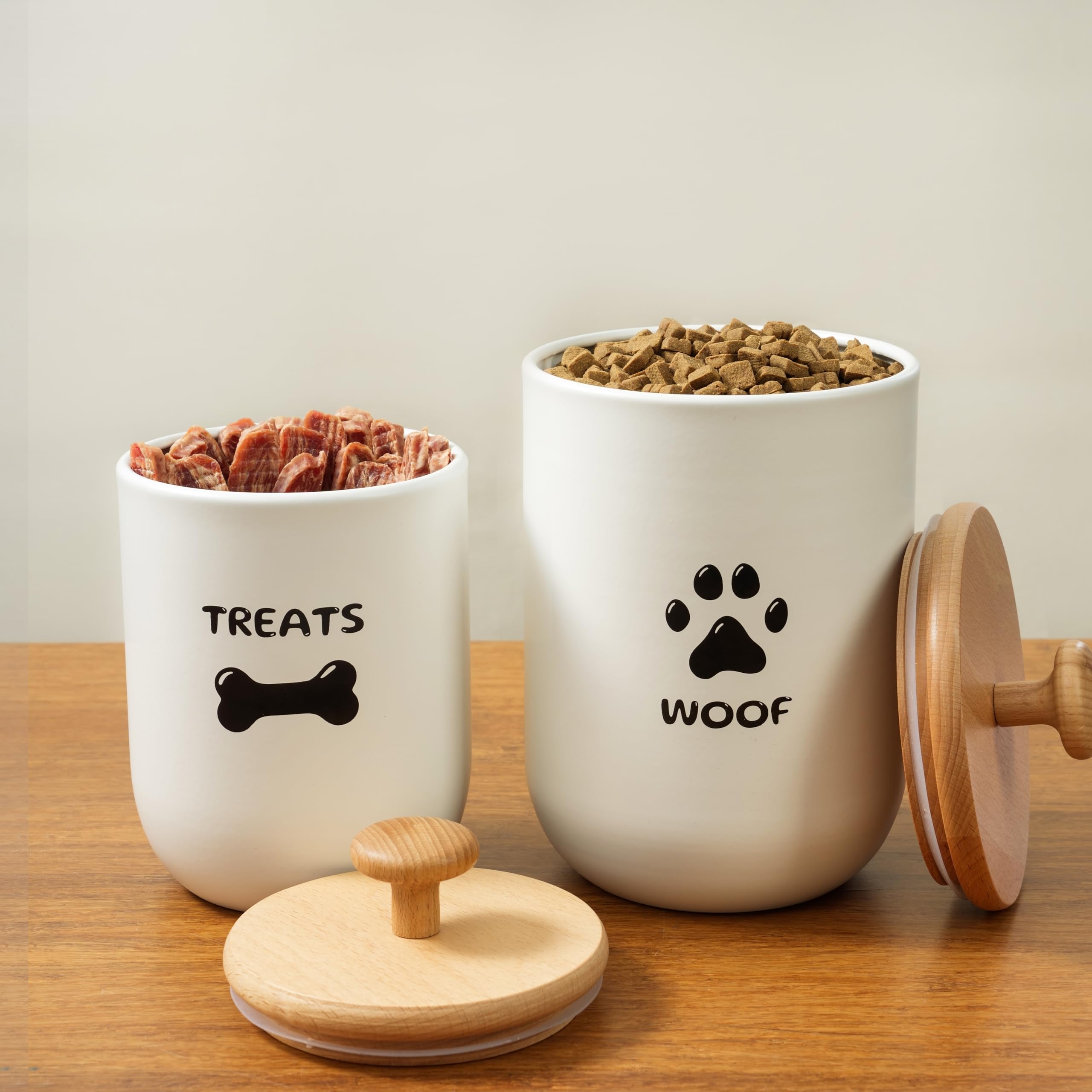 OTTENON Dog Treat Container Set of 2, Dog treat jar with Airtight Lid, Small dog food container, Dog Cookie Jar for kitchen Coun