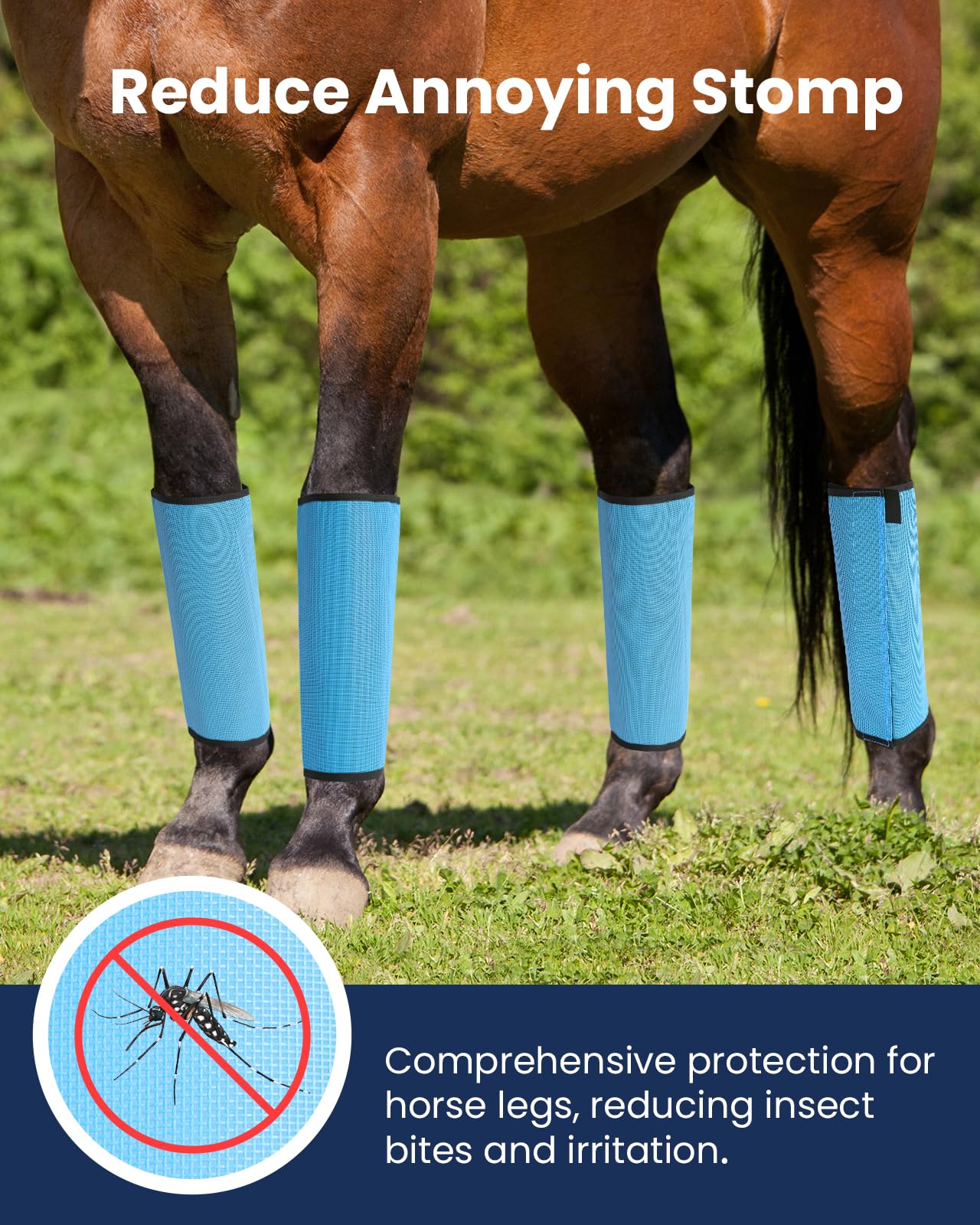 Huimpet Premium Horse Fly Boots, Ultimate Protection Set for Horse Legs - Breathable Mesh, Stay-on Design, Stomp Reduction (Set