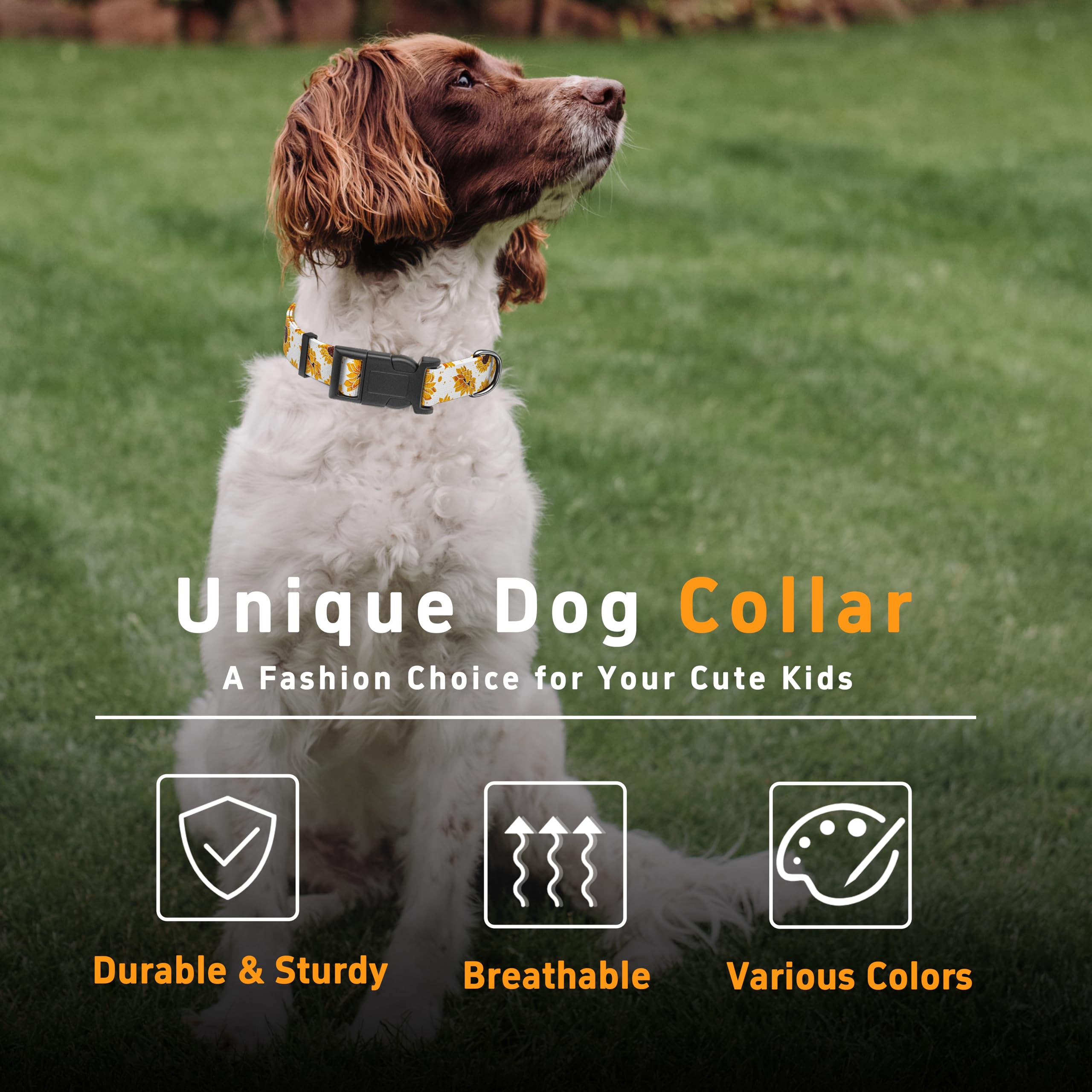 Seyezo Dog Collar, Floral Boys Girls Puppy Collar For Small Medium Large Dogs, Soft Adjustable Collar With Safety Buckle For Mal