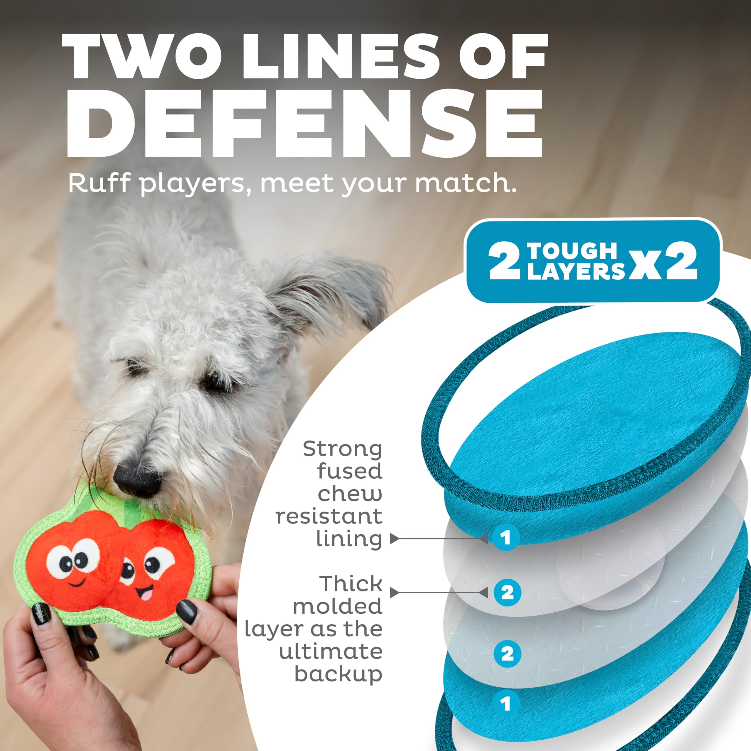 Outward Hound Tough Skinz Durable Squeaky Dog Toy With Two Tough Layers, Cherries, Red, Small