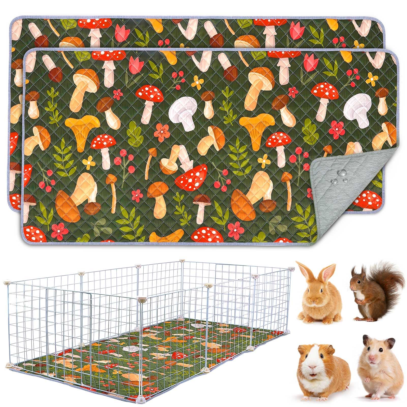 2 Pack Guinea Pig Bedding, Washable Guinea Pig Cage Liner Reusable Guinea Pig Mat Waterproof Guinea Pig Bedding For Cage, Super 