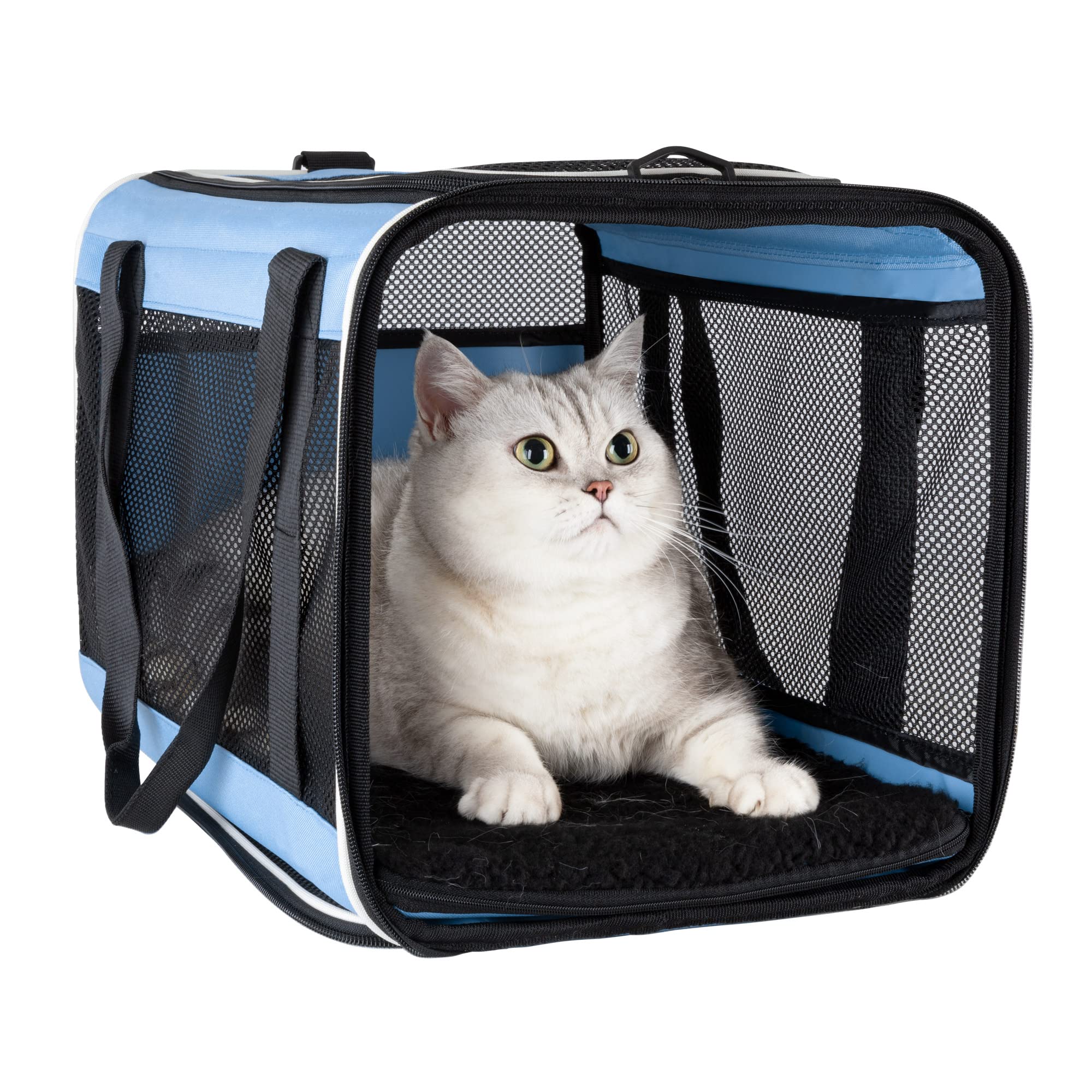 Petisfam Soft Pet Carrier For Large And Medium Cats, 2 Kitties, Small Dogs. Easy To Get Cat In, Great For Cats That Don'T Like C