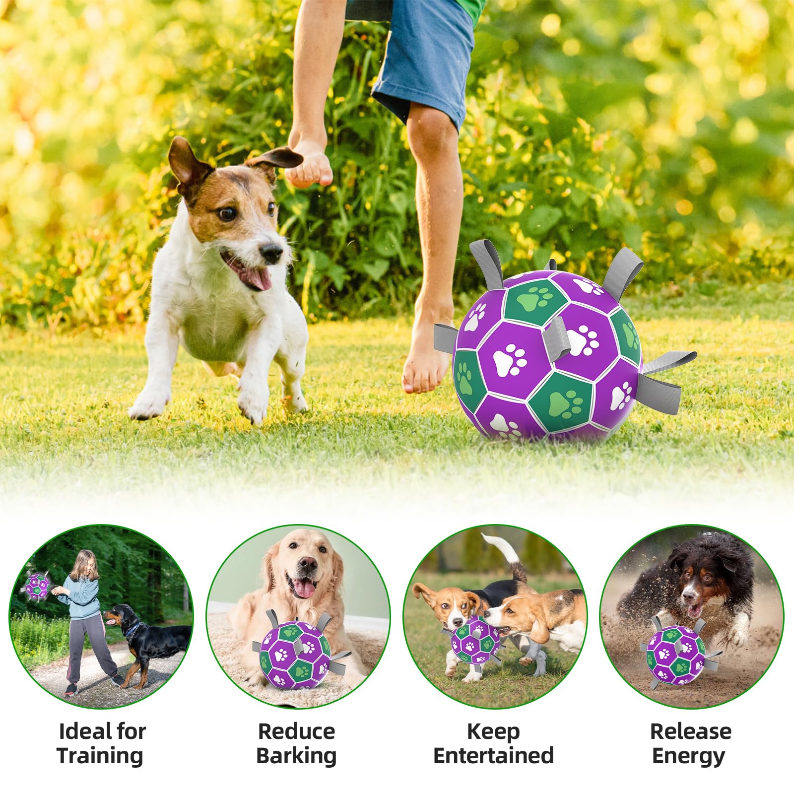 Dog Toys Soccer Ball With Nylon Strap, Puppy Birthday Gifts, Dog Outdoor Toys, Durable Fetch Ball Dogs Toy For Puppy Small Mediu