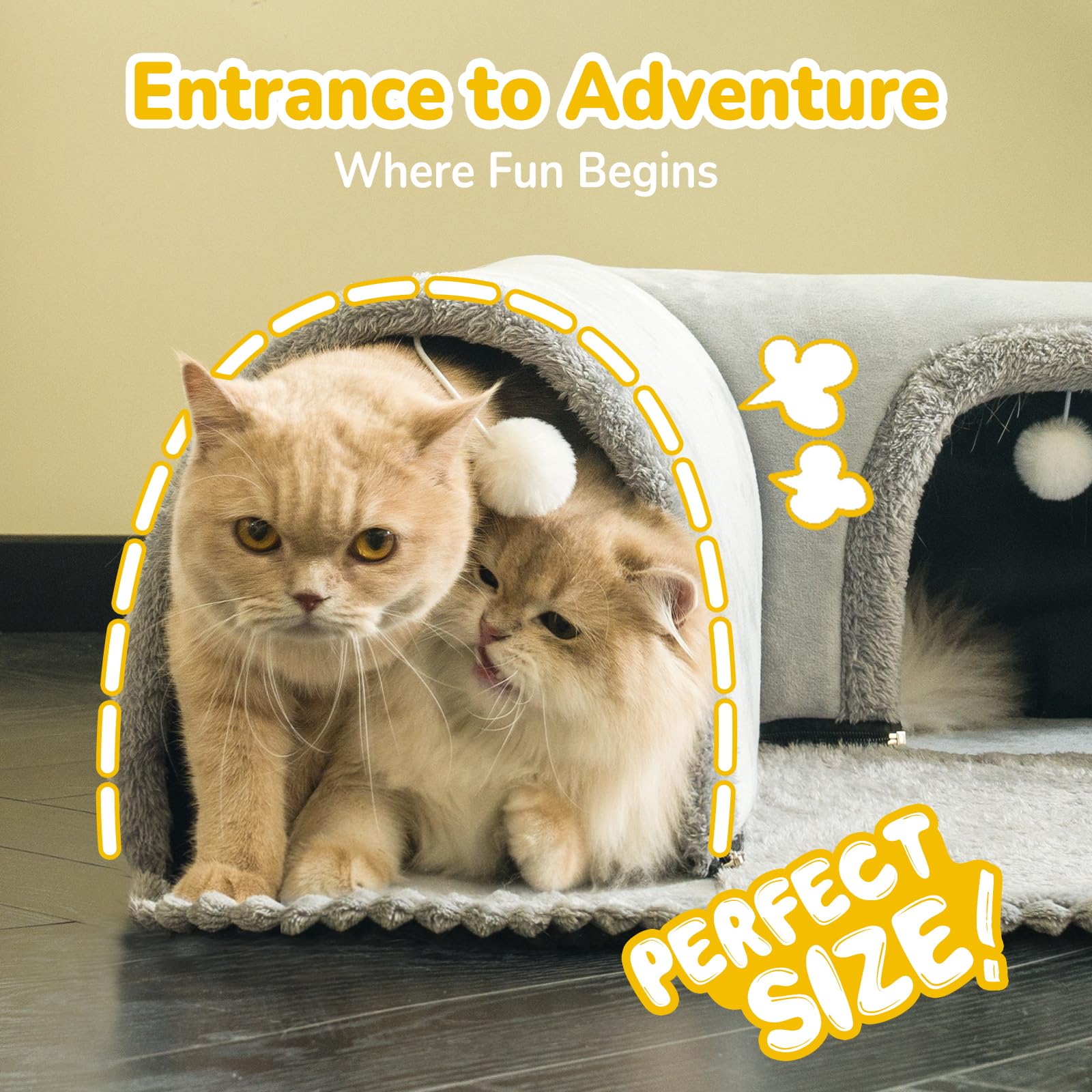 Catism Cat Tunnel Bed, Cat Bed, Cat Tunnels For Indoor Cats, Cat Cave, Detachable Cat Tunnel, Kitty Tube Cat Bed Tunnel, Cat Tub