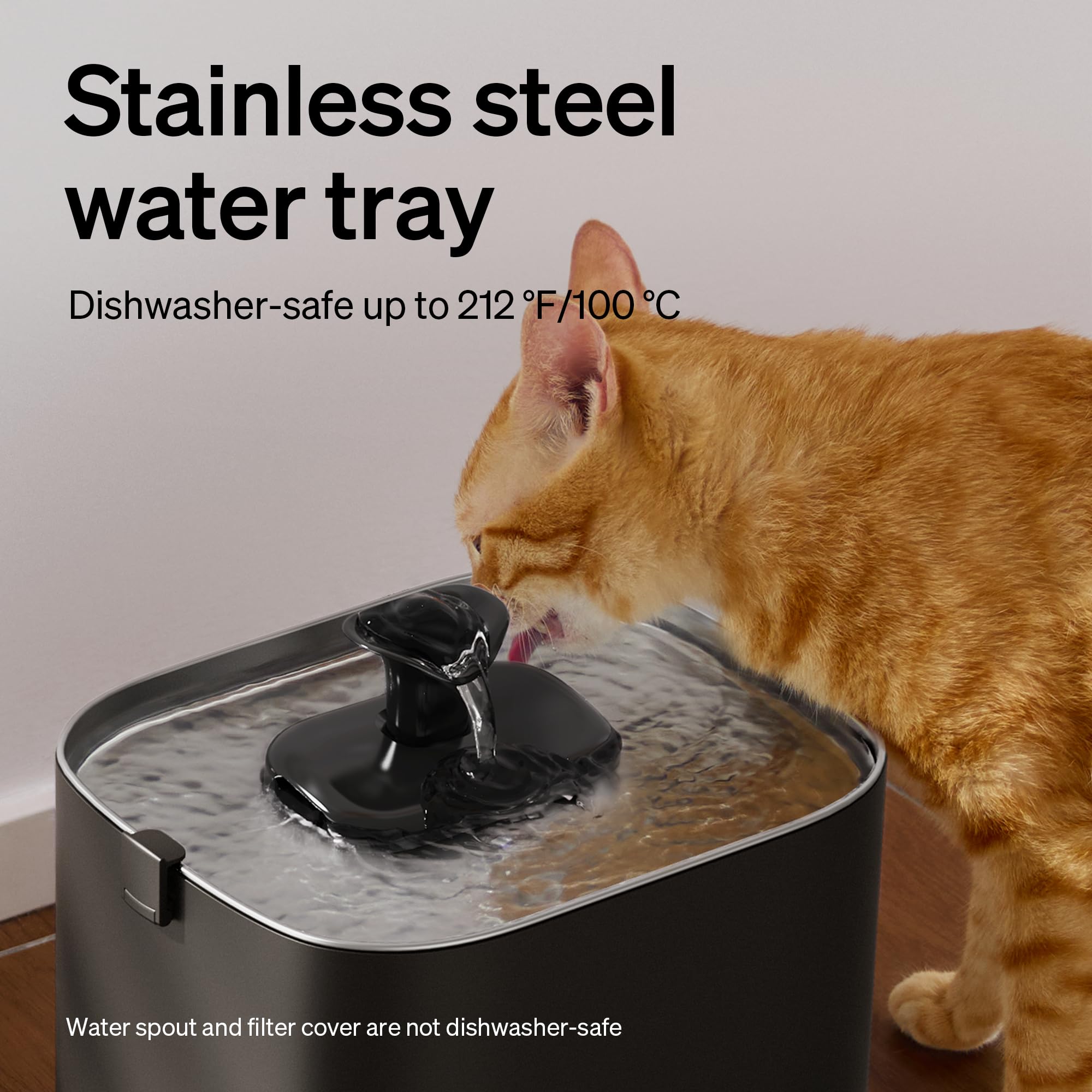 PETLIBRO Upgrade Cat Water Fountain Stainless Steel Tray, Dockstream 2 Cat Fountain Indoor, 3L/101oz Auto Cat Fountains for Drin
