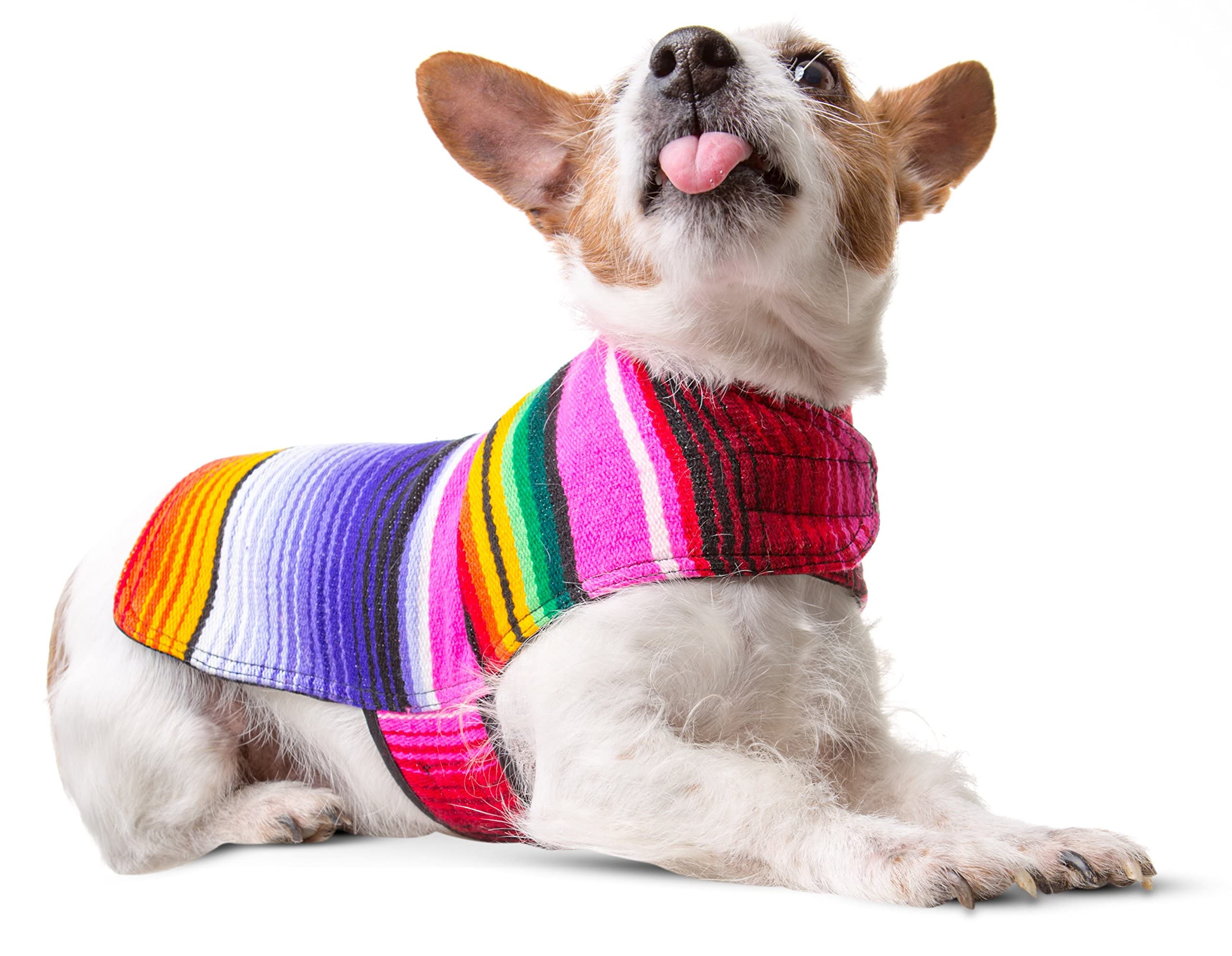 Dog Clothes - Handmade Dog Poncho From Authentic Mexican Blanket By Baja Ponchos (Pink, X-Large)