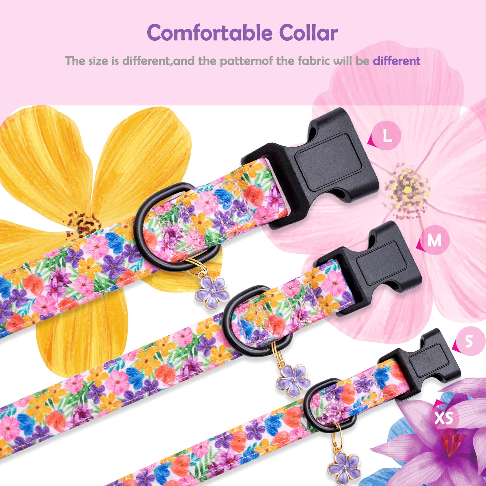 Faygarsle Dog Collar For Small Medium Large Dogs Cute Puppy Collars For Female Dogs Floral Patterned Pet Collars For Summer Spri