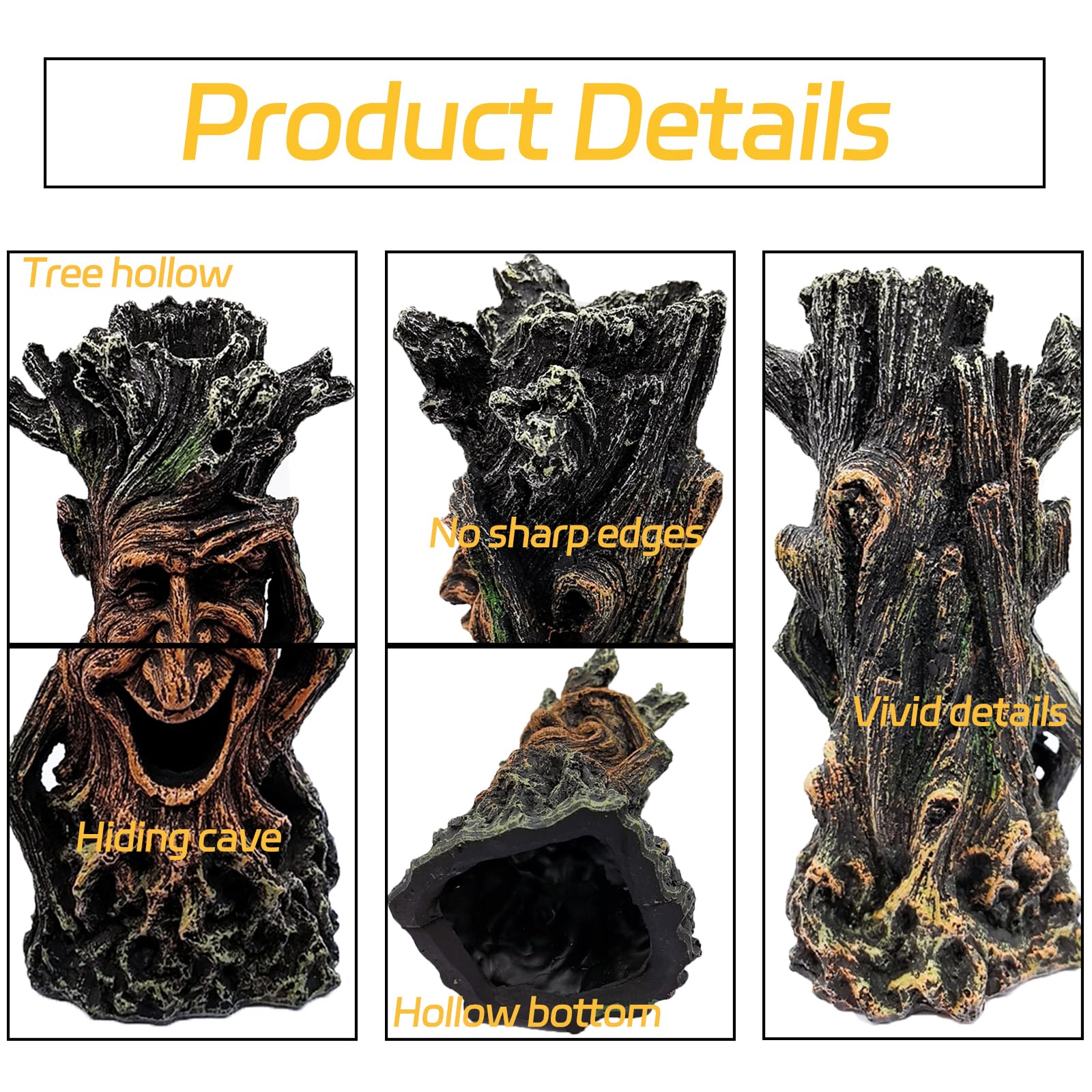 Fish Tank Tree Trunk Decoration Aquarium Statue Hollow Stump Root Branch Terrarium Hideout Accessories Freshwater Saltwater Orna