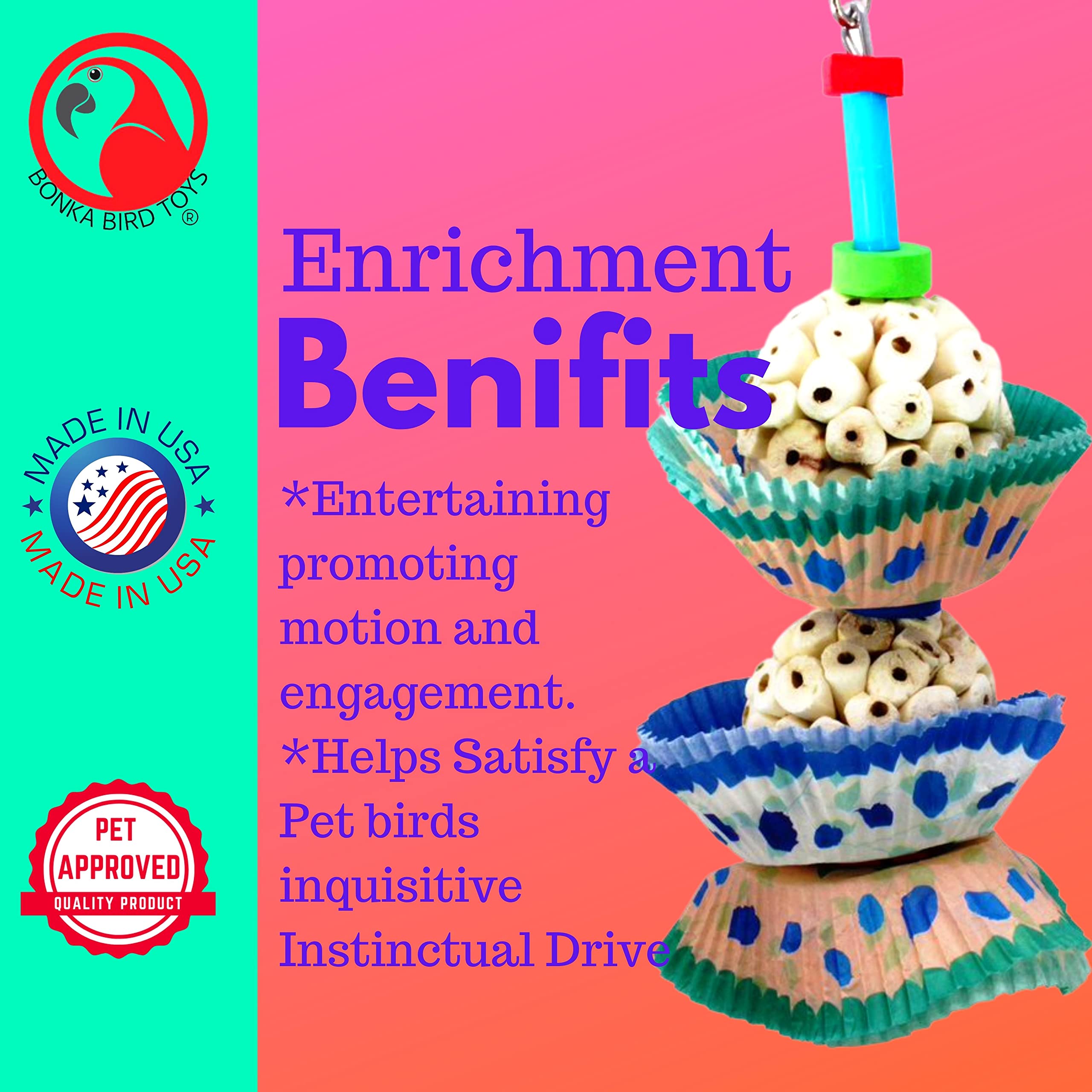 Bonka Bird Toys 1932 Two Cake Bird Toy Foraging Parrot Cage Toys Cages Shred Cockatiel African Grey