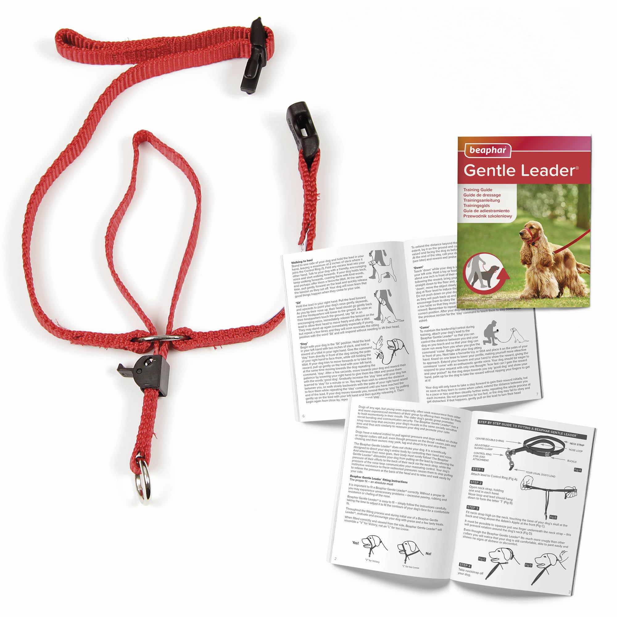 Beaphar | Gentle Leader | Head Collar For Medium Dogs | Stops Pulling On The Lead | Training Aid With Immediate Effect | Endorsed By Behaviourists | Red X 1