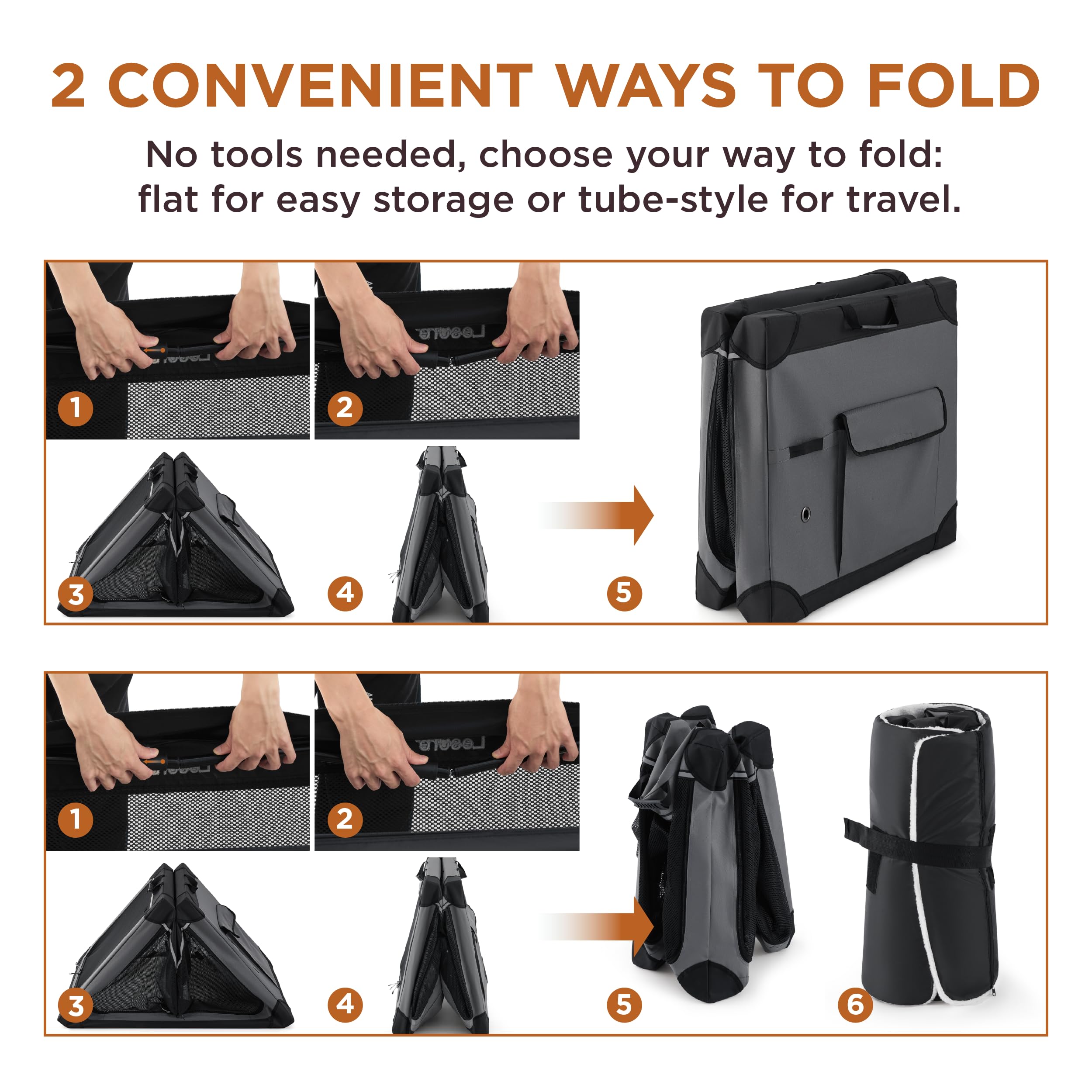 Lesure Soft Collapsible Dog Crate - 26 Inch Portable Travel Crate for Small Dogs Indoor & Outdoor, 4-Door Foldable Pet Kennel wi