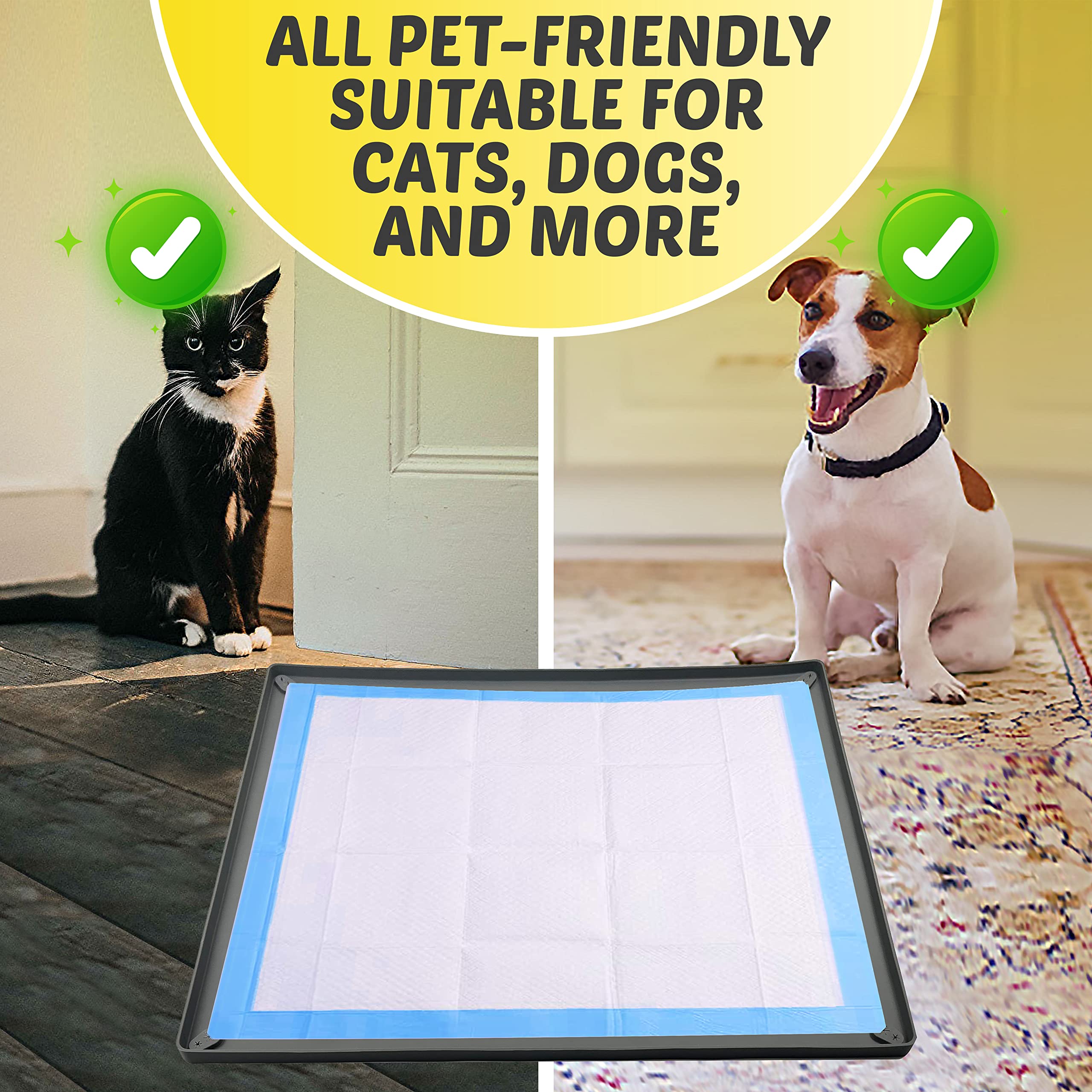 Tidyfriend Pee Pad Holder Tray 36 X 36 Inches, Silicone Dog Potty Tray, Easy To Clean No Spill Dog Potty Training Pad Holder (Gr