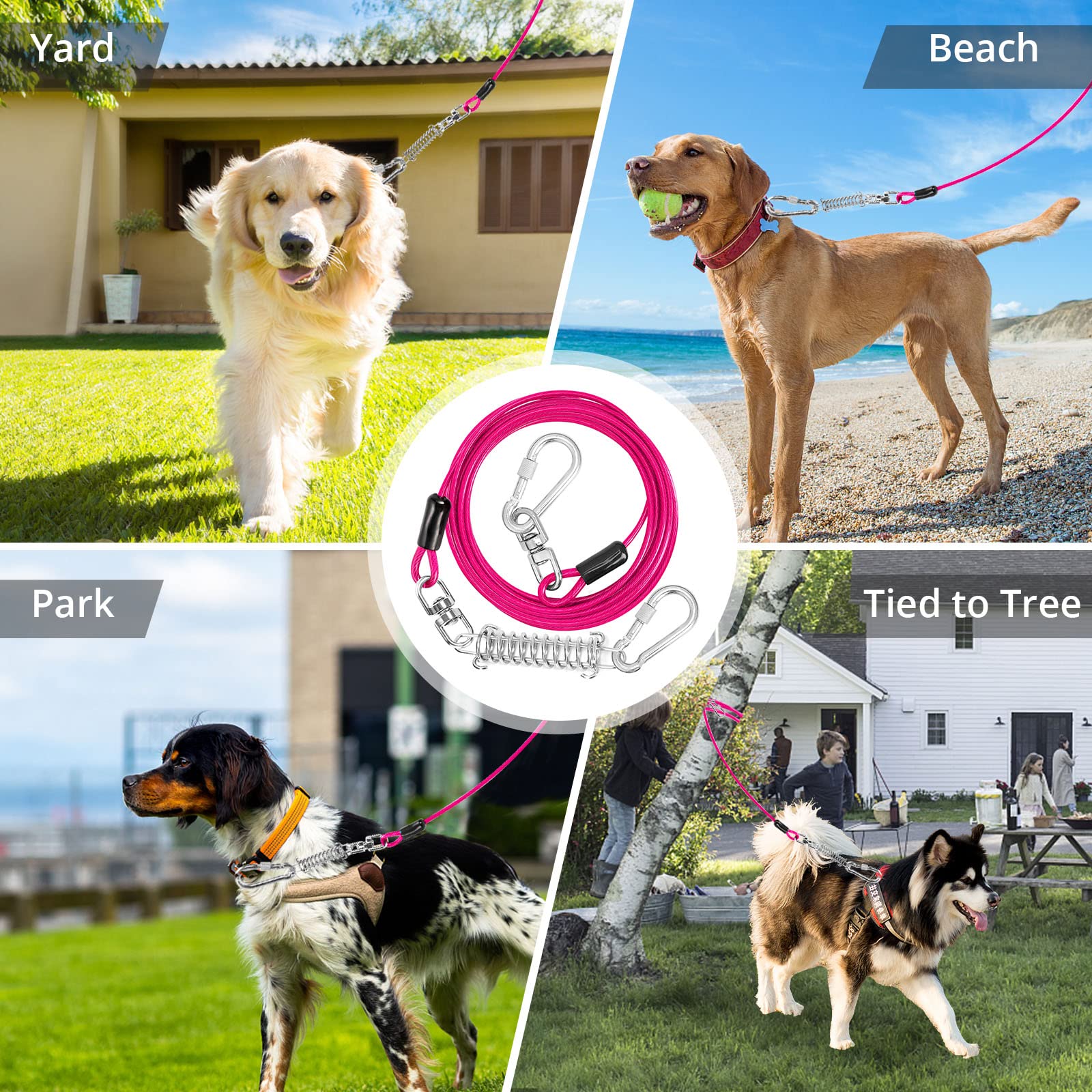 Jenico Dog Tie Out Cable - 40 Ft Dog Runner Cable With Swivel Hook, Dog Leash Run Tether For Yard Outdoor And Camping, Rust- Proof Training Line For Small To Medium Pets Up To 500 Lbs