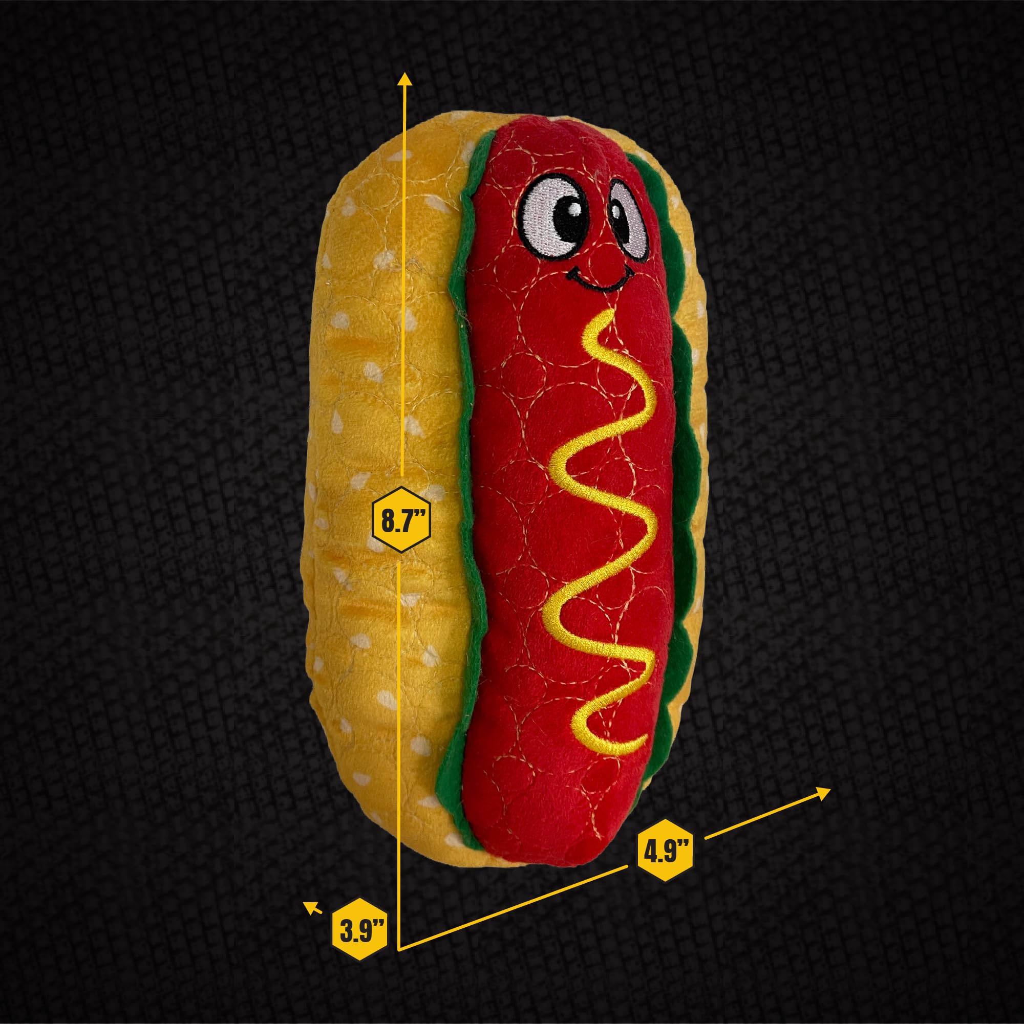 Bite Force - Durable & Strong Dog Toy Wieny Wiggle with Squeaker, Kevlar-Reinforced Seams for Aggressive chewers- red.