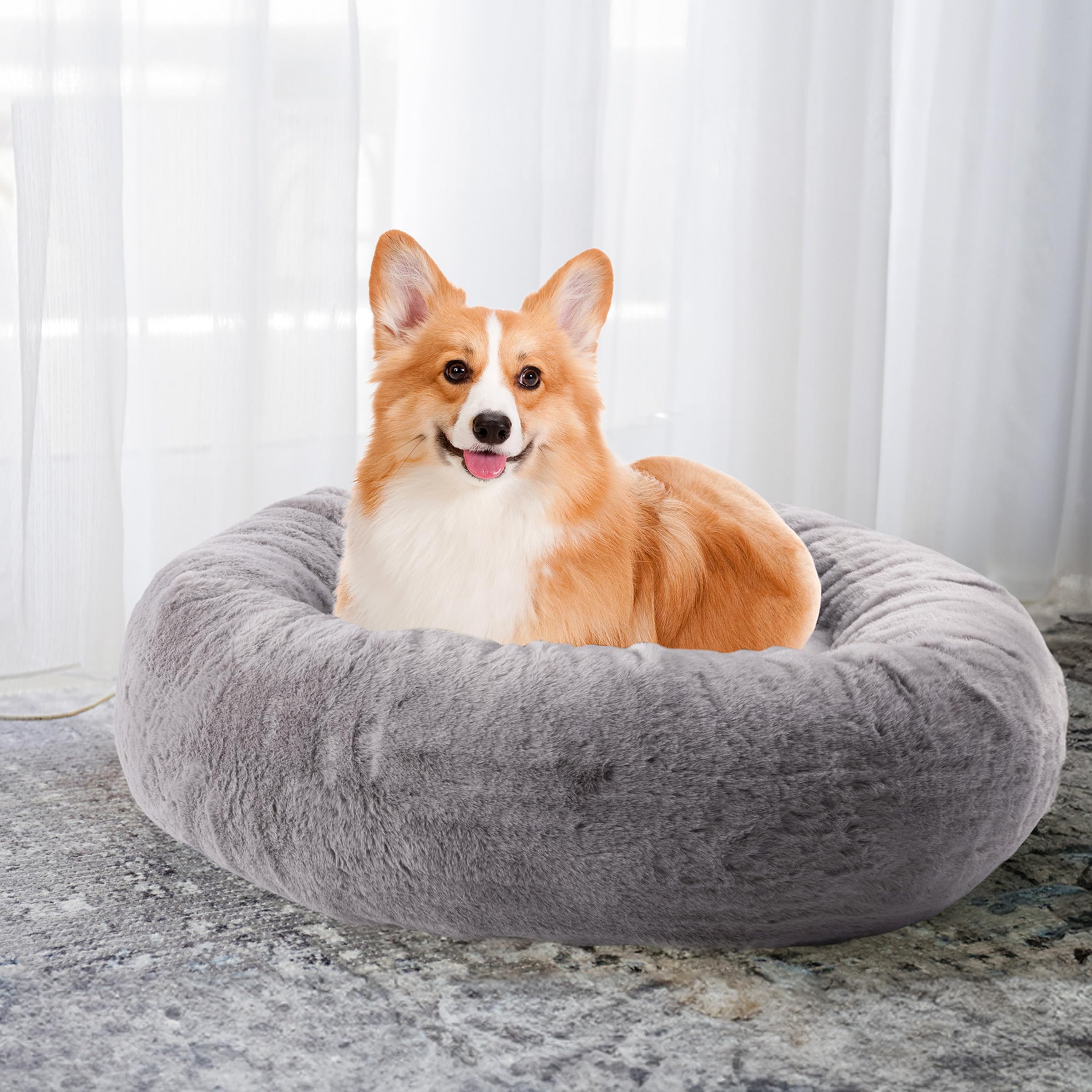 Petmaker Dog Bed - Donut Dog Bed And Cat Bed For Medium Pets - Dog Bed With Removable Washable Cover And Anti-Slip Bottom - Pupp