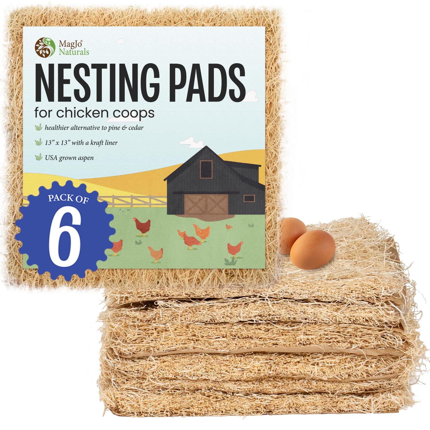 Magjo Pet Excelsior Aspen Shaving Nesting Liners (6 Pack)