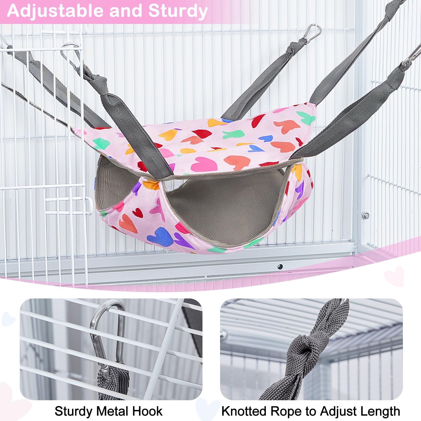 Glittme Ferret Hammock 4 Pack Ferret Cage Accessories Washable Rat Hammock Soft Guinea Pig Hammock For Ferrets, Rat, Sugar Glide