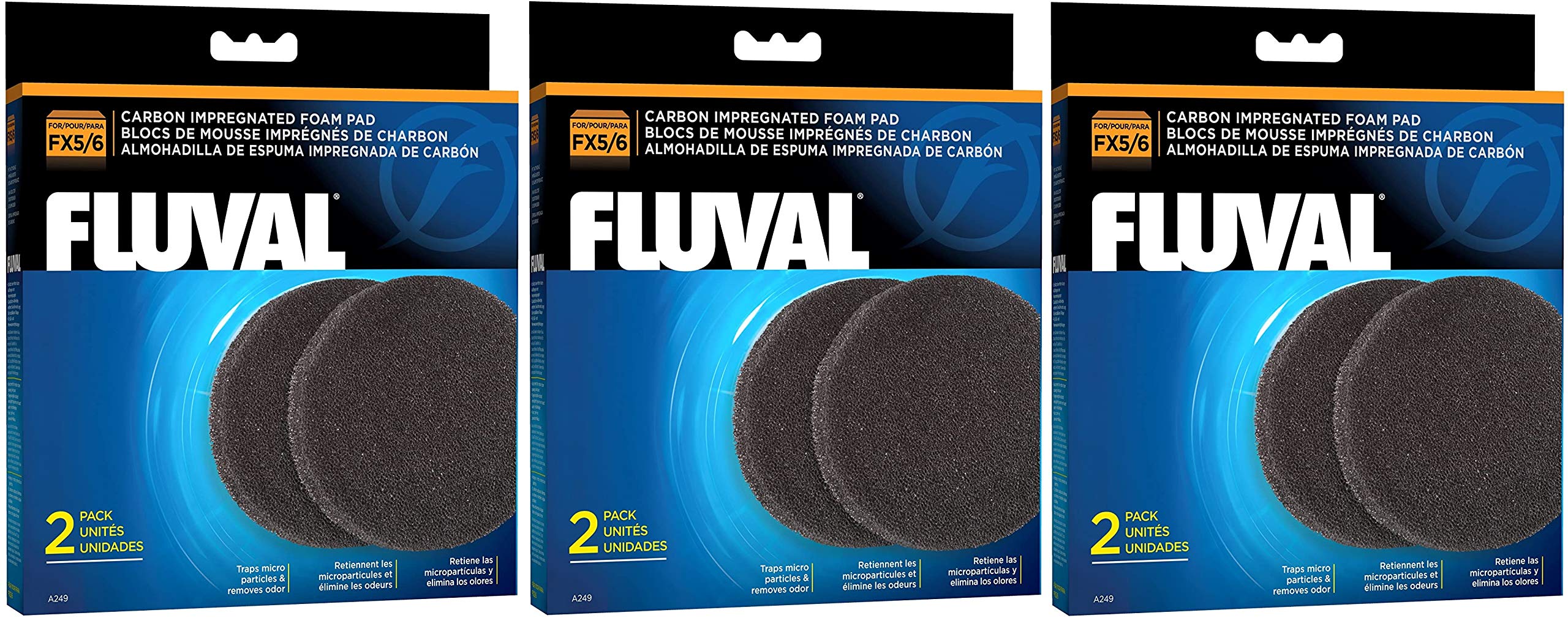 Fluval 6 Pack of Carbon Impregnated Foam Pads for FX5/6 Aquarium Filters