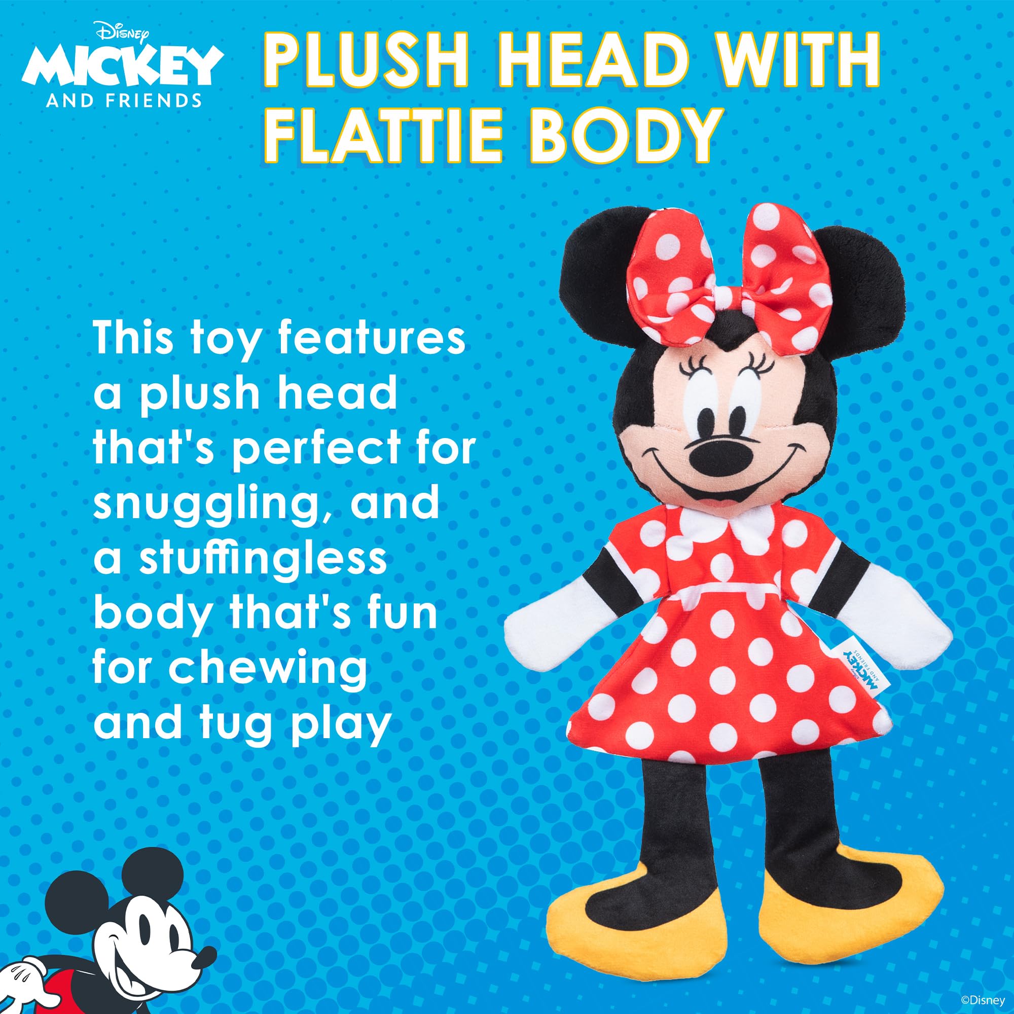 Disney For Pets Minnie Mouse Plush Squeaky With Flattie Crinkle Body Dog Toy 13.5In Dog Toys | Plush Squeaker Toy For Dogs Inspi