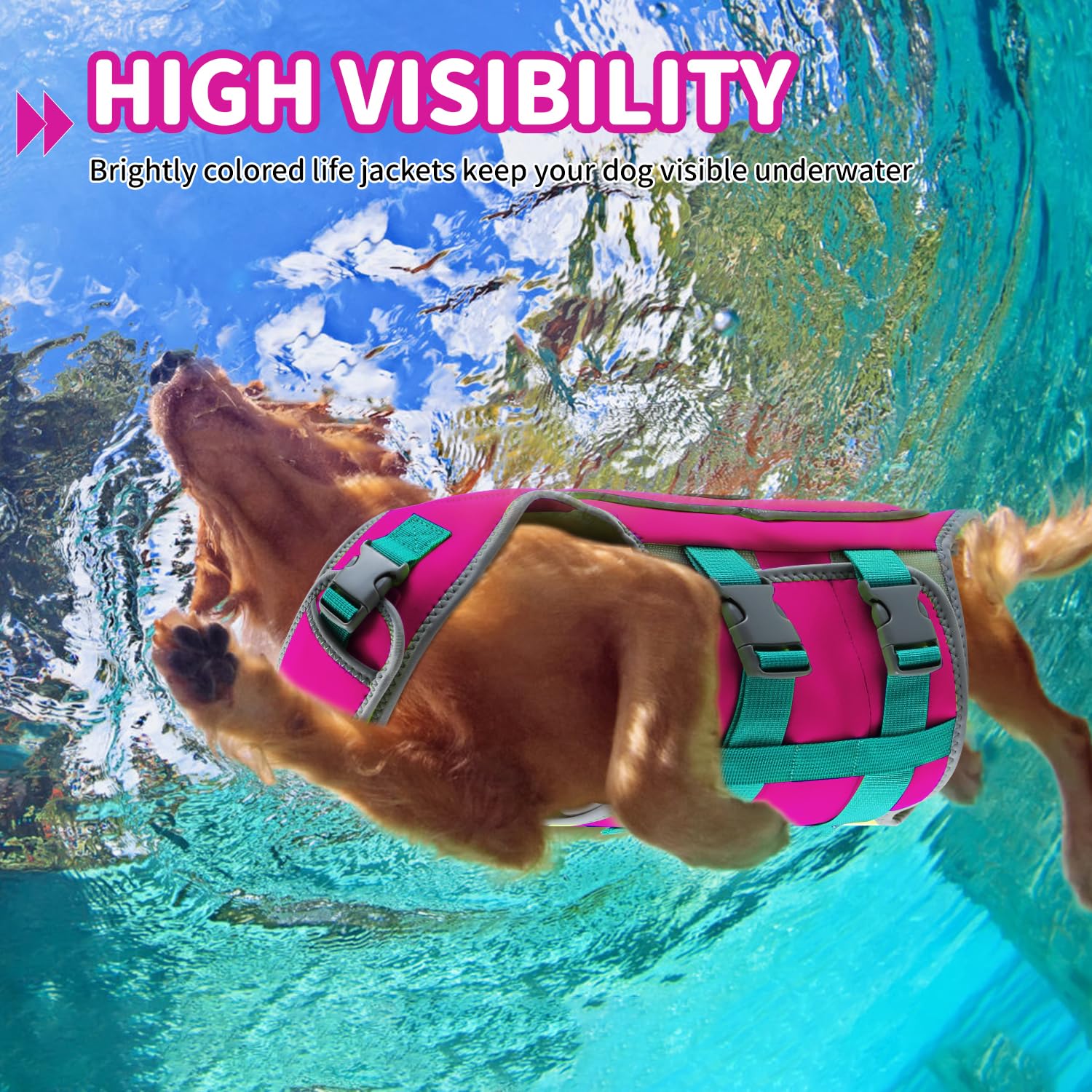 Sheripet Dog Life Vest For Swimming, High Flotation Dog Life Jacket For Large Dogs Good Visibility Reflective Dogs Floating Vest