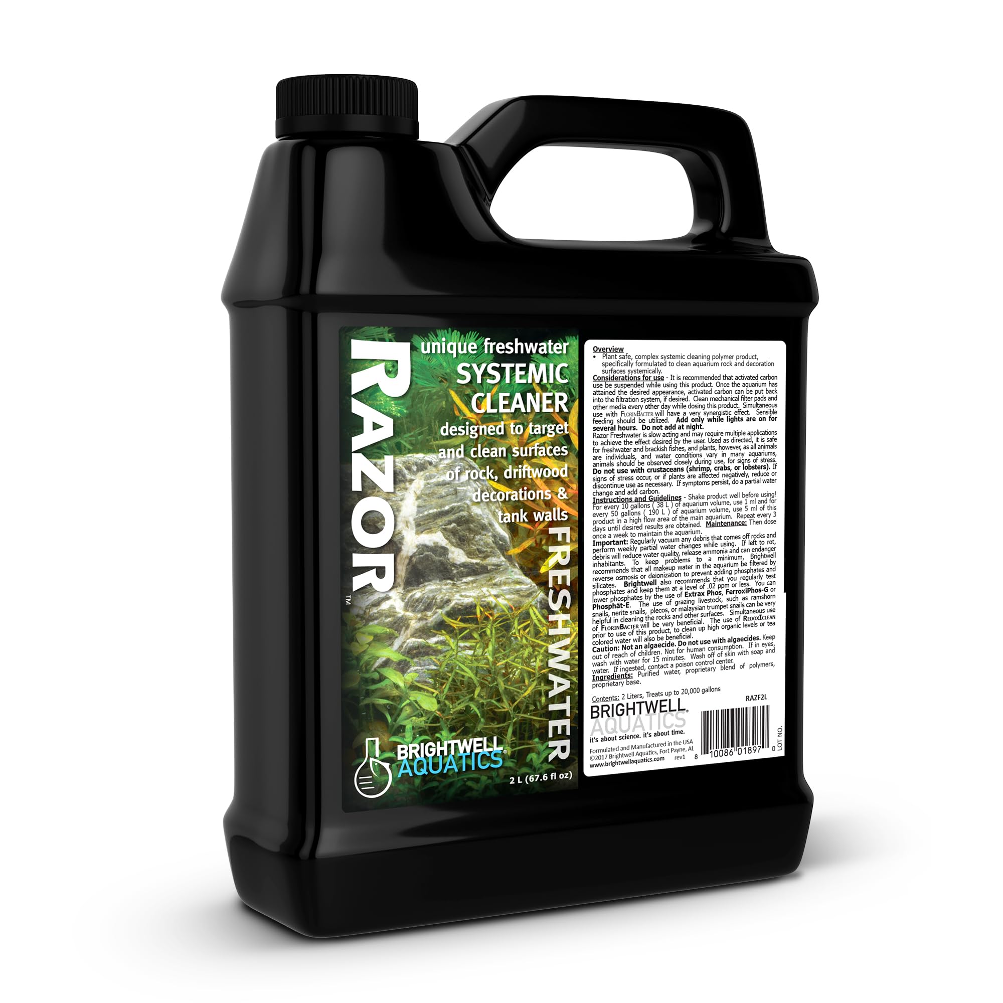 Brightwell Aquatics Razor Freshwater Systemic Aquarium Cleaner for Freshwater & Brackish Aquariums, 2L