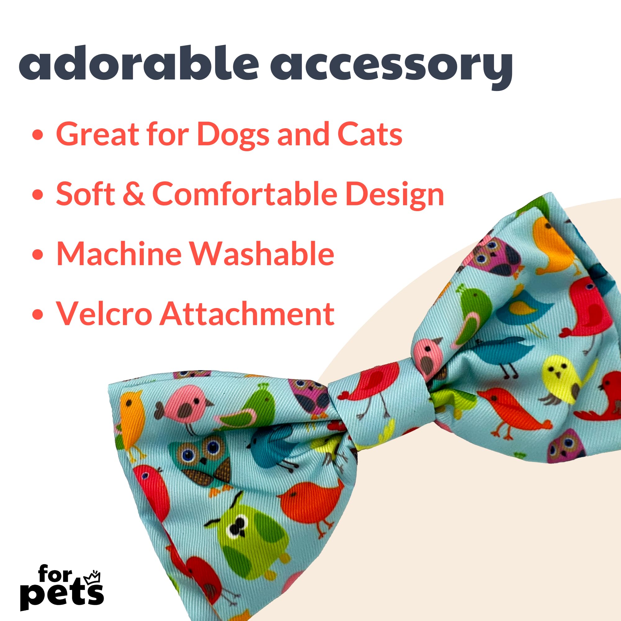 Huxley & Kent Bow Tie For Pets - Yard Birds (Large) - Bow Tie Collar Attachment - Fun Bow Ties For Dogs & Cats - Cute, Comfortab