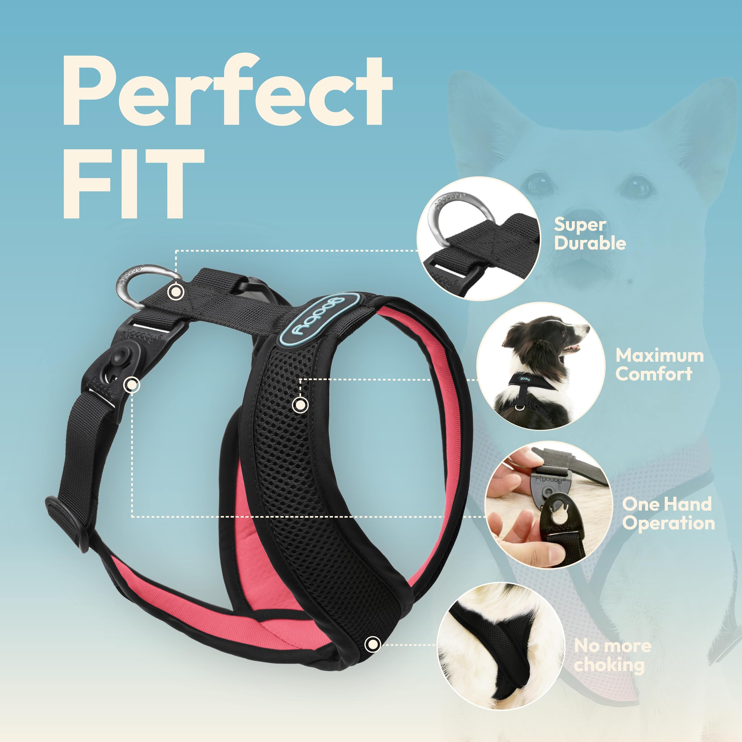 Gooby Comfort X Harness Dual Snap Mesh In Dog Harness - Dark Pink, X-Small