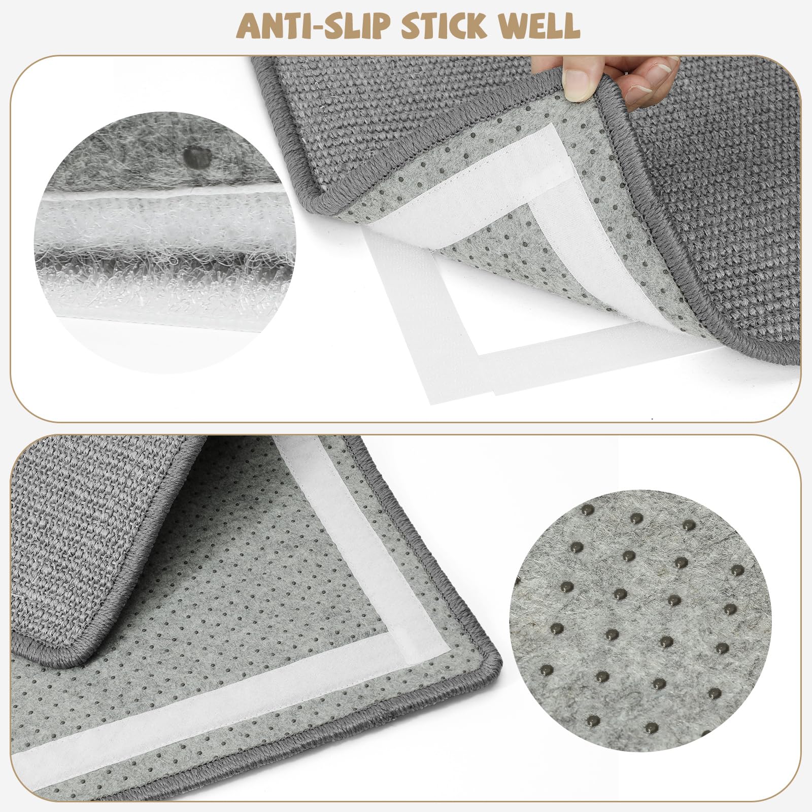 Graciadeco Gray Cat Scratching Mat Sisal, 2 Packs Sisal Fabric Large Cat Scratching Pad For Indoor Cats With Adhesive Hook Loop Tape, Wall Scratchers For Indoor Cats 23.6' X 15.7'