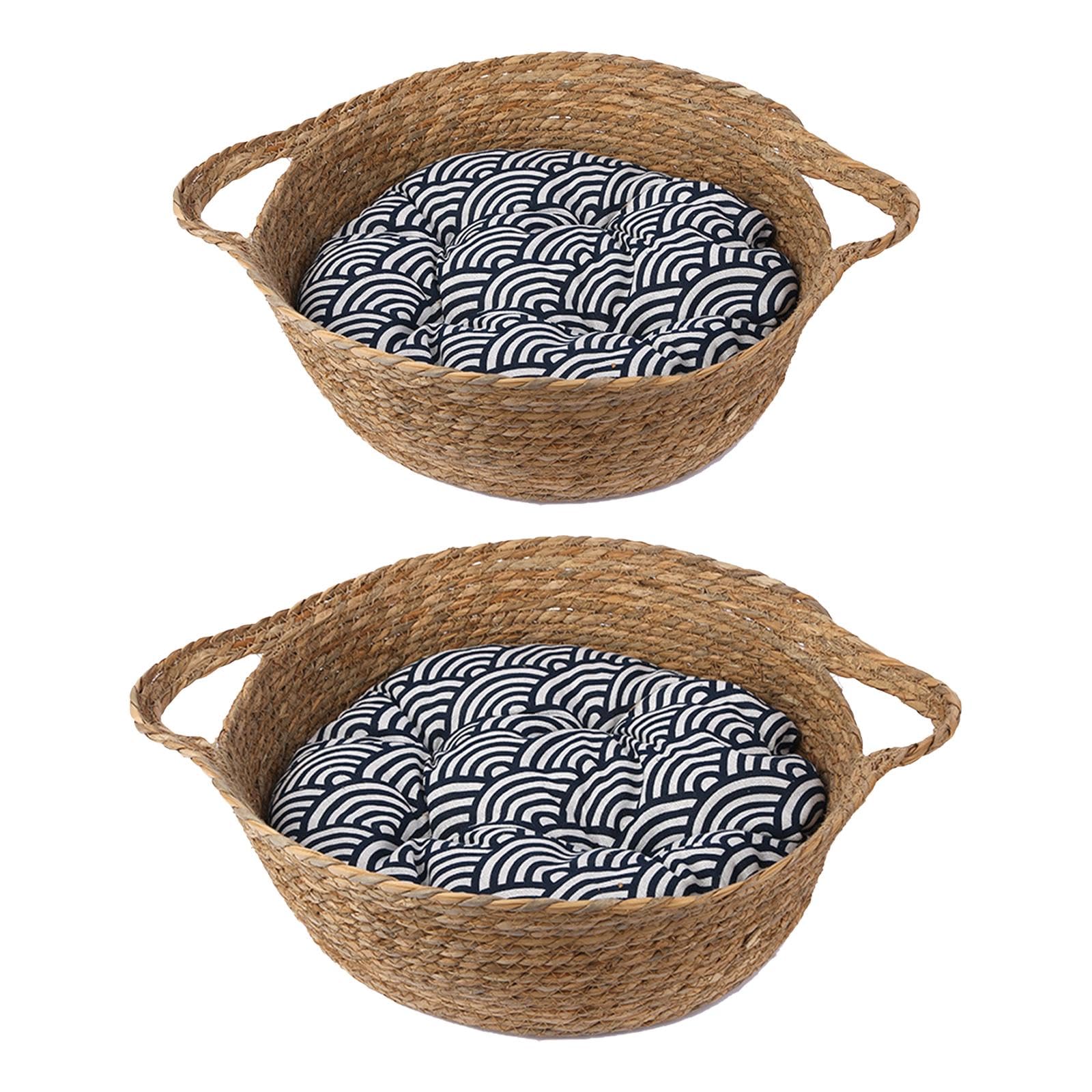 Enakshi Round Woven Pet Bed Warm Blanket Kitty Cats Condo Kitten Small Dog Cat House Dia 40cm Height 14cm|Pet Supplies | Cat Sup