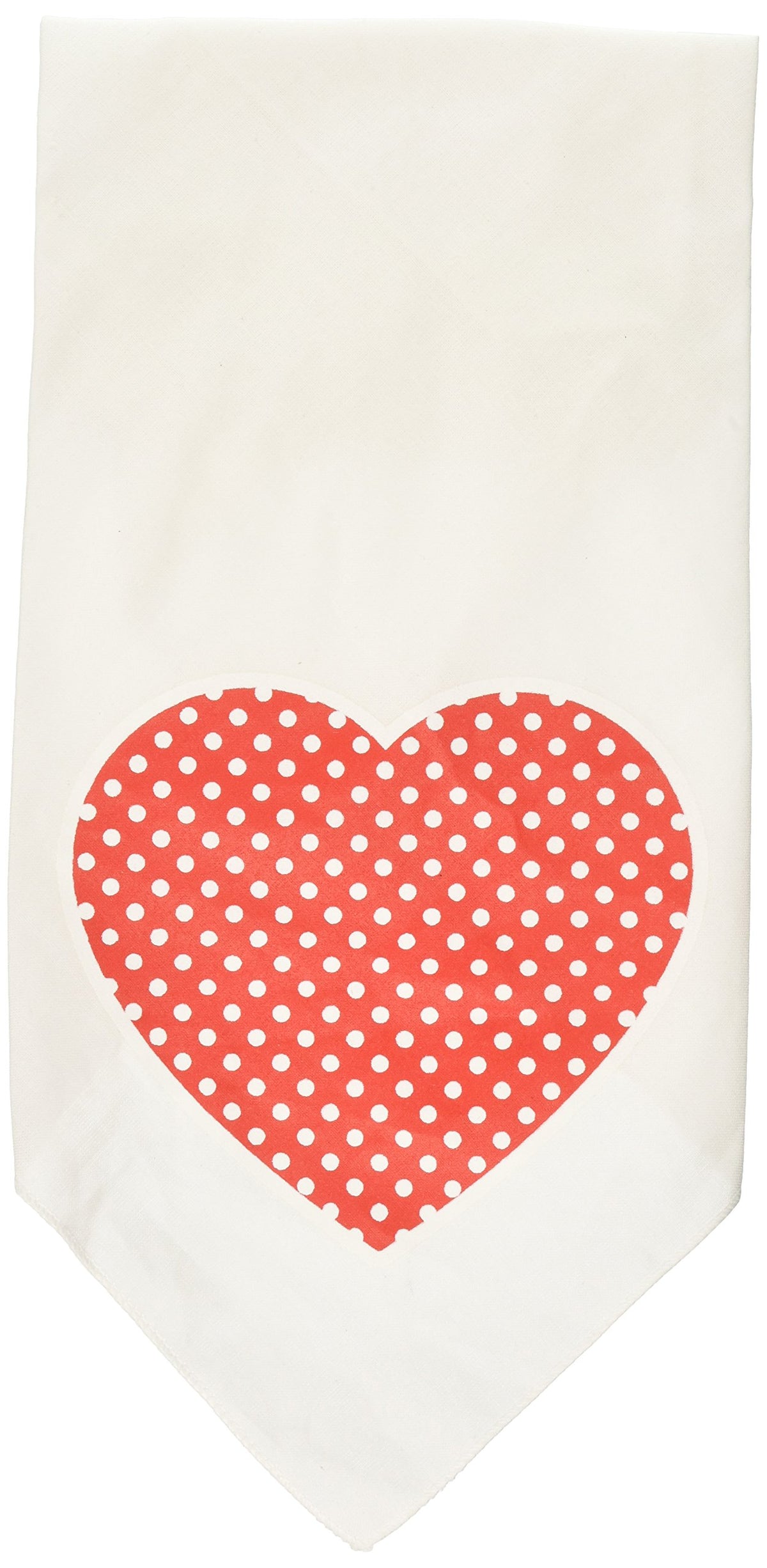 Pet and Dog Bandana Screen Printed, &quot;Red Swiss Dot Heart&quot; White Large