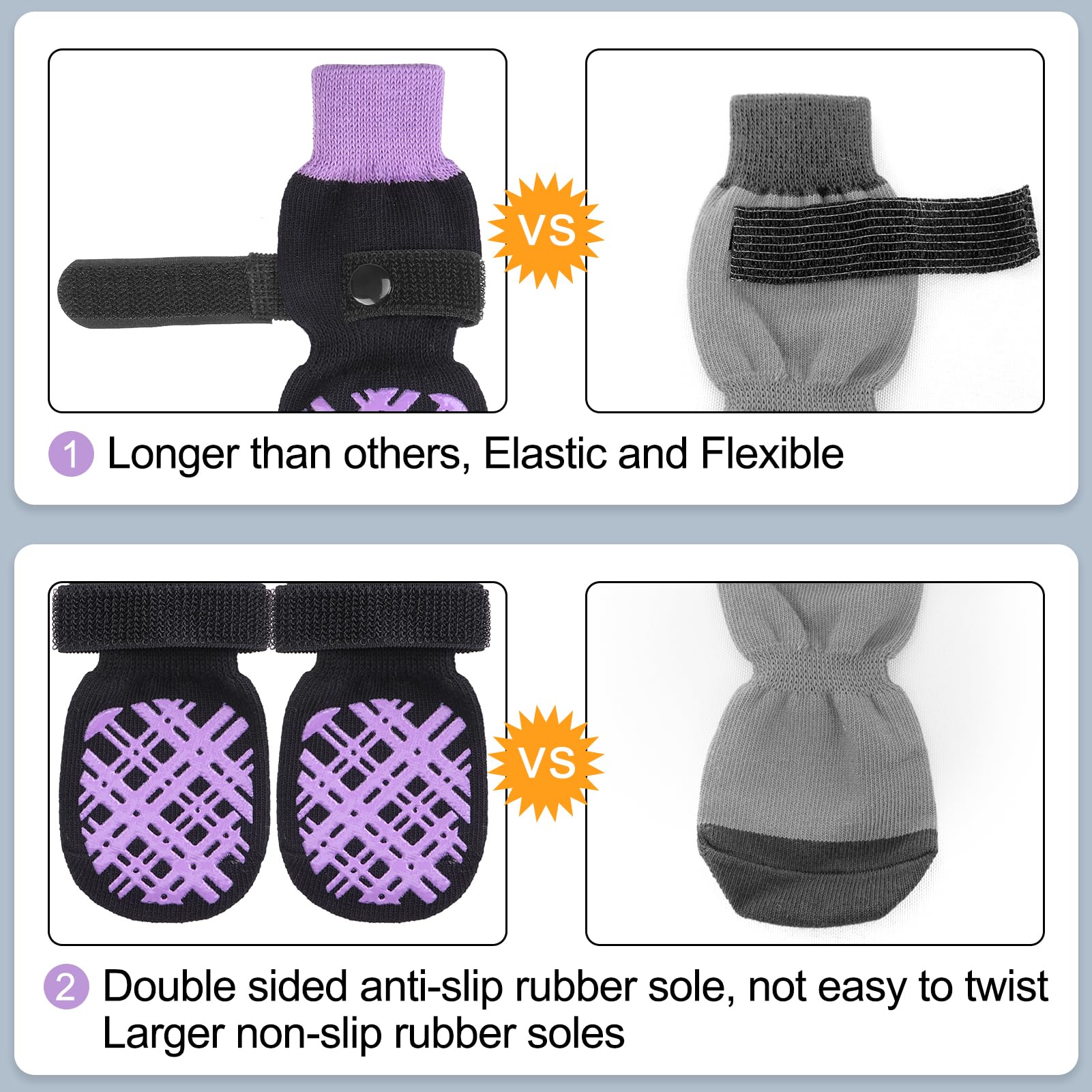 Beautyzoo Dog Socks To Prevent Licking - Hardwood Floor Protection - Double Side Grips, Traction Control, Anti Slip Socks For Sm
