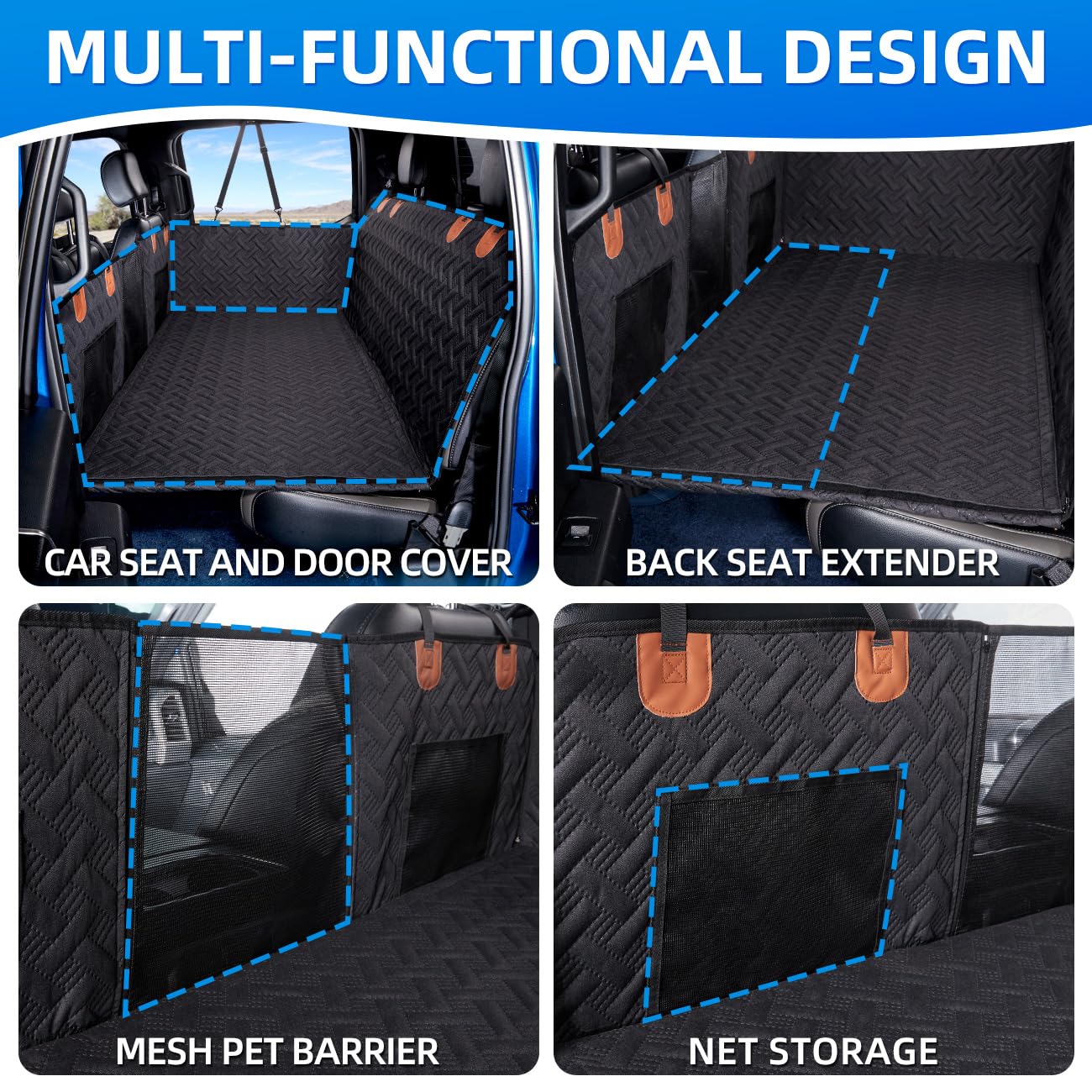 MAXFUT Truck Dog Seat Cover Back Seat,Back Seat Extender for Truck,Dog Hammock,Hard Bottom Car Seat Cover,Pet Seat Cover for F15