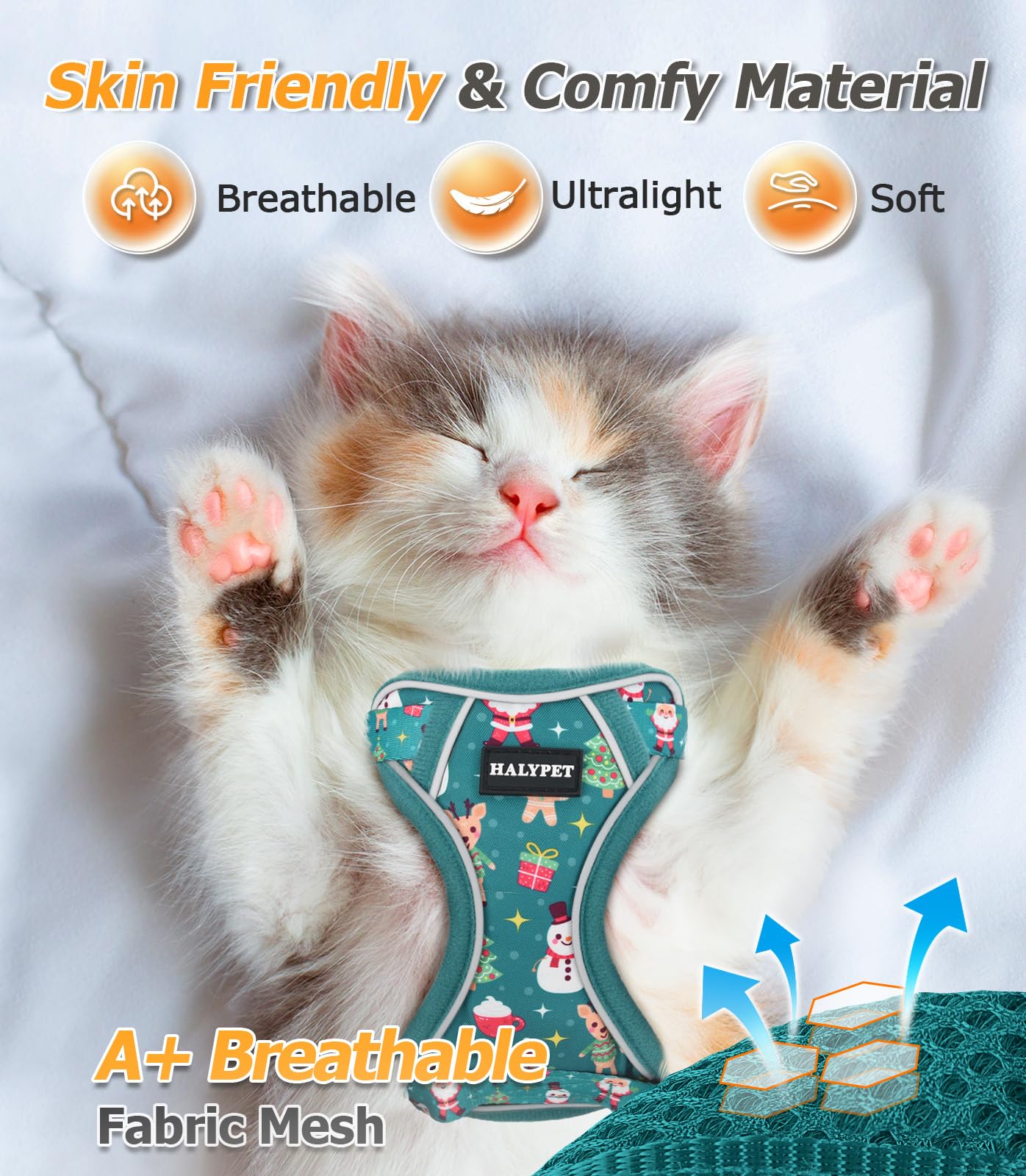 Halypet Cat Harness And Leash Set [Max Safety 4Th-Gen Upgrade] Escape Proof Adjustable Cat Leash Comfortable Soft Vest Easy To W