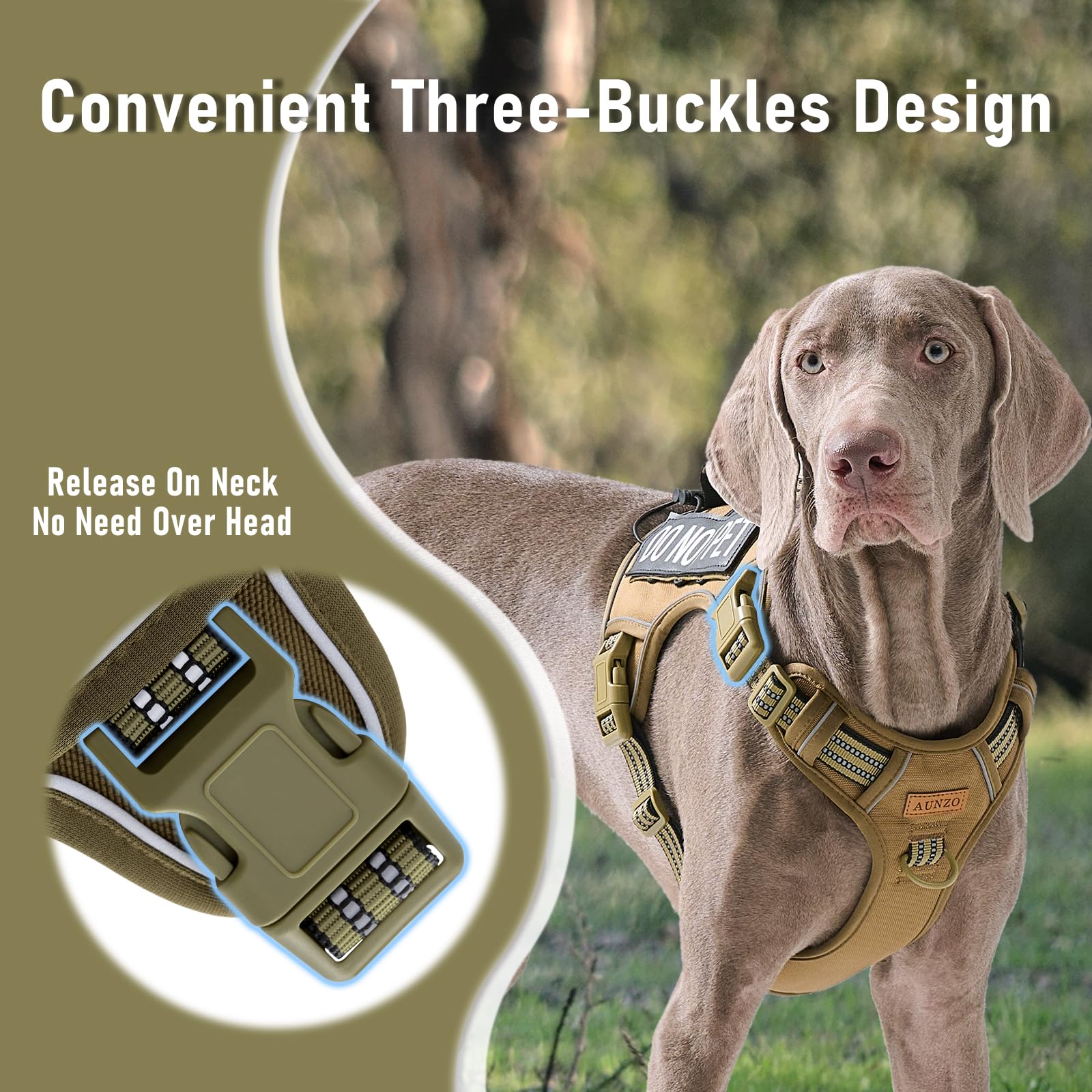 Aunzo Dog Harness With Handle Tactical Dog Harness For Large Dogs No Pull Adjustable Reflective K9 Military Dog Vest Harnesses W