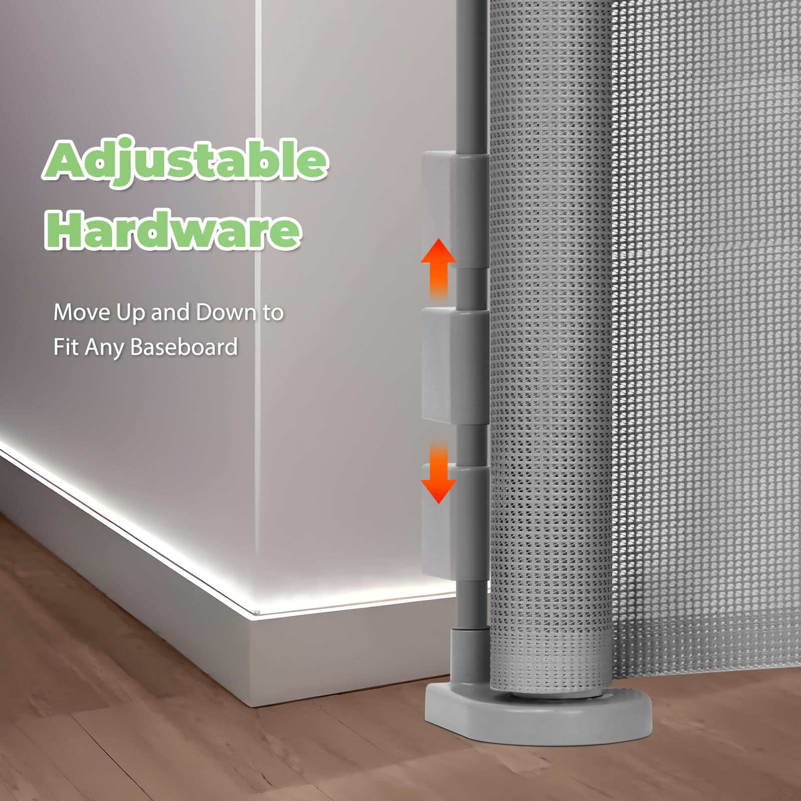Stcockis 120" Extra Wide Retractable Baby Gate, Gray - 33" Tall PVC Mesh Dog & Baby Safety Gate for Large Openings, Model XMF-B789123